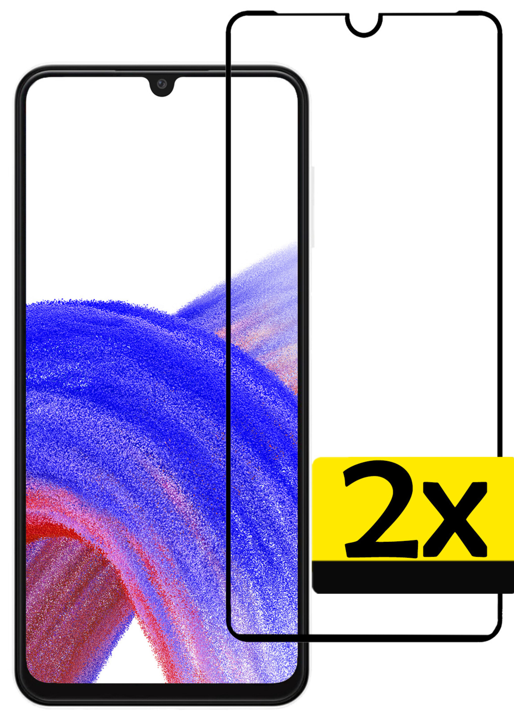 LUQ Screenprotector Geschikt voor Samsung A33 Screenprotector Glas Full Cover - Screenprotector Geschikt voor Samsung Galaxy A33 Screenprotector Full Cover - 2 Stuks