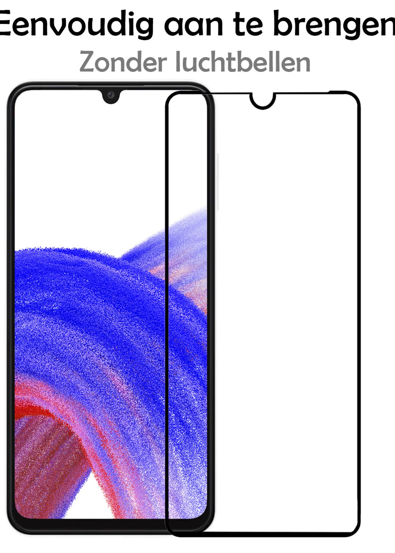 LUQ Screenprotector Geschikt voor Samsung A33 Screenprotector Glas Full Cover - Screenprotector Geschikt voor Samsung Galaxy A33 Screenprotector Full Cover - 2 Stuks