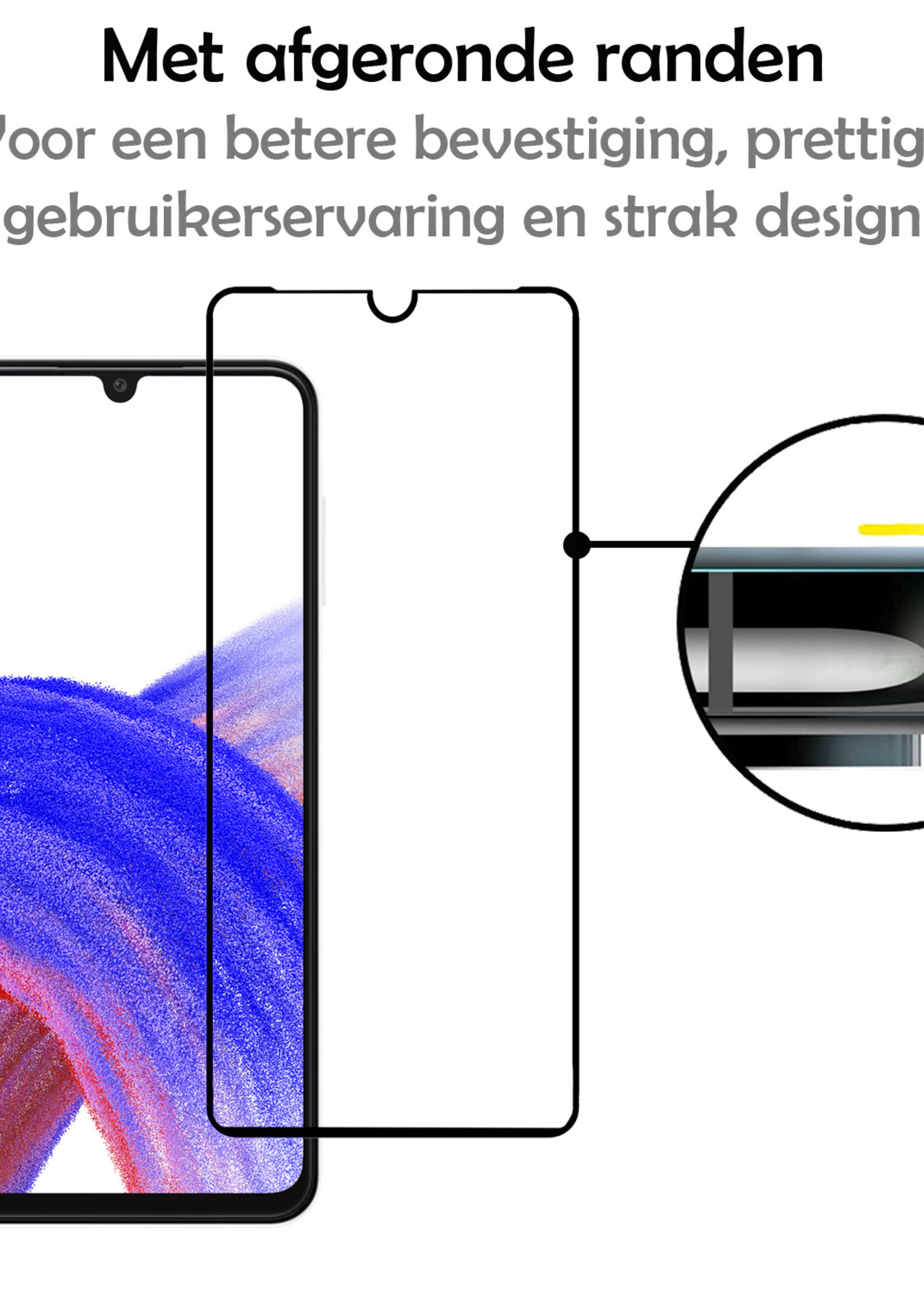 LUQ Screenprotector Geschikt voor Samsung A33 Screenprotector Glas Full Cover - Screenprotector Geschikt voor Samsung Galaxy A33 Screenprotector Full Cover - 2 Stuks