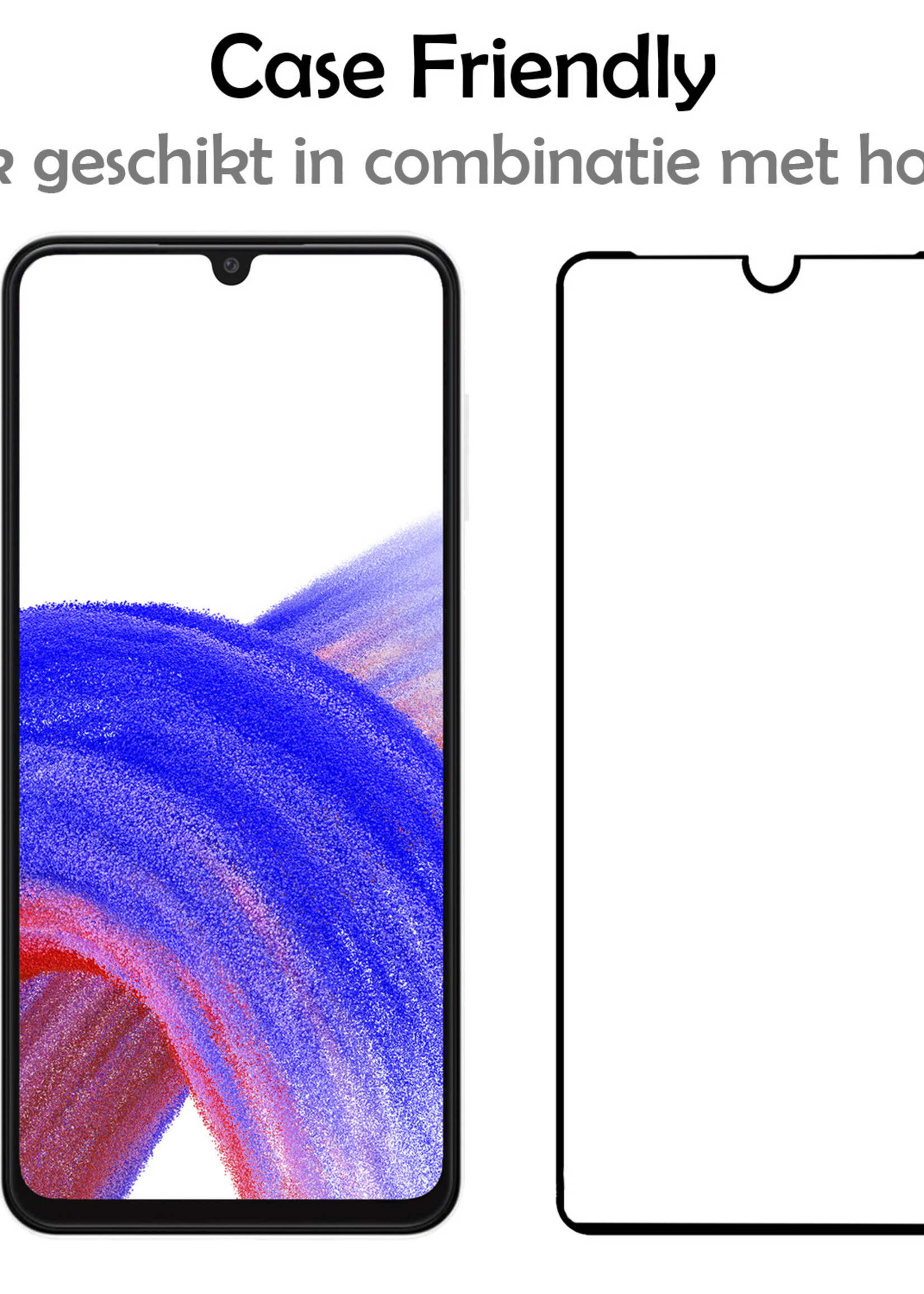 LUQ Screenprotector Geschikt voor Samsung A33 Screenprotector Glas Full Cover - Screenprotector Geschikt voor Samsung Galaxy A33 Screenprotector Full Cover - 3 Stuks