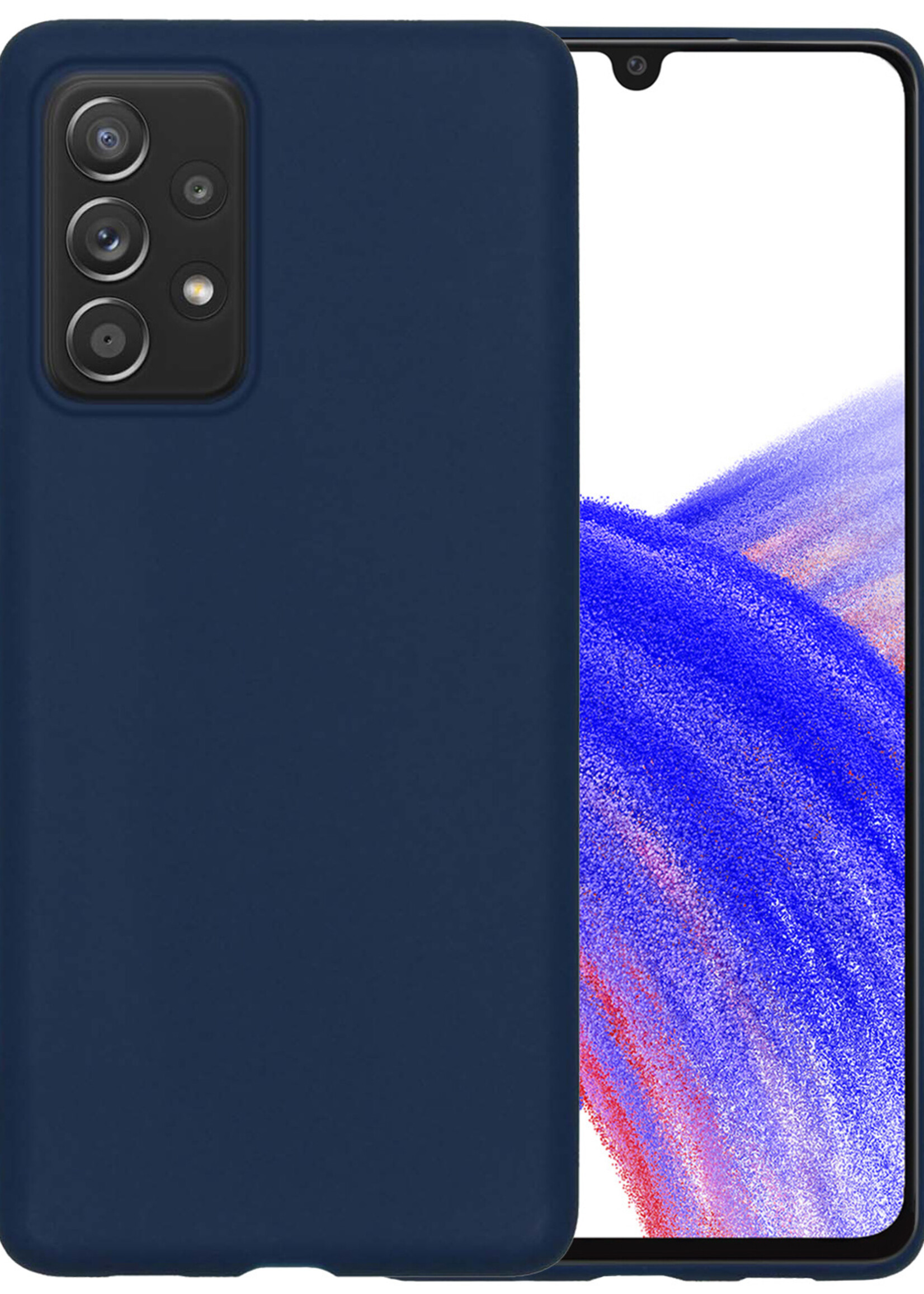 LUQ Hoesje Geschikt voor Samsung A33 Hoesje Siliconen Case - Hoes Geschikt voor Samsung Galaxy A33 Hoes Siliconen - Donkerblauw