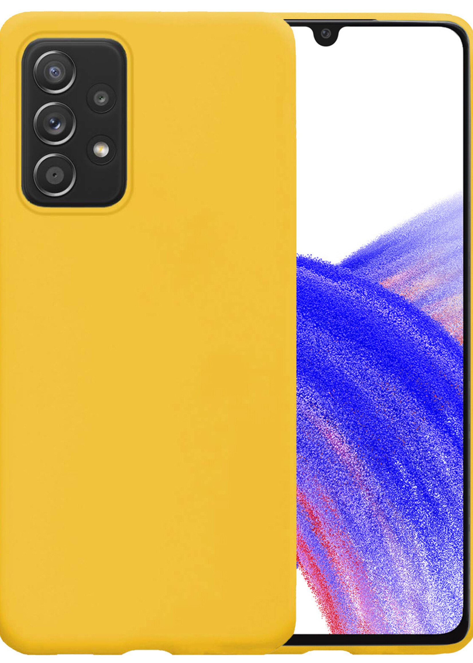 LUQ Hoesje Geschikt voor Samsung A33 Hoesje Siliconen Case - Hoes Geschikt voor Samsung Galaxy A33 Hoes Siliconen - Geel