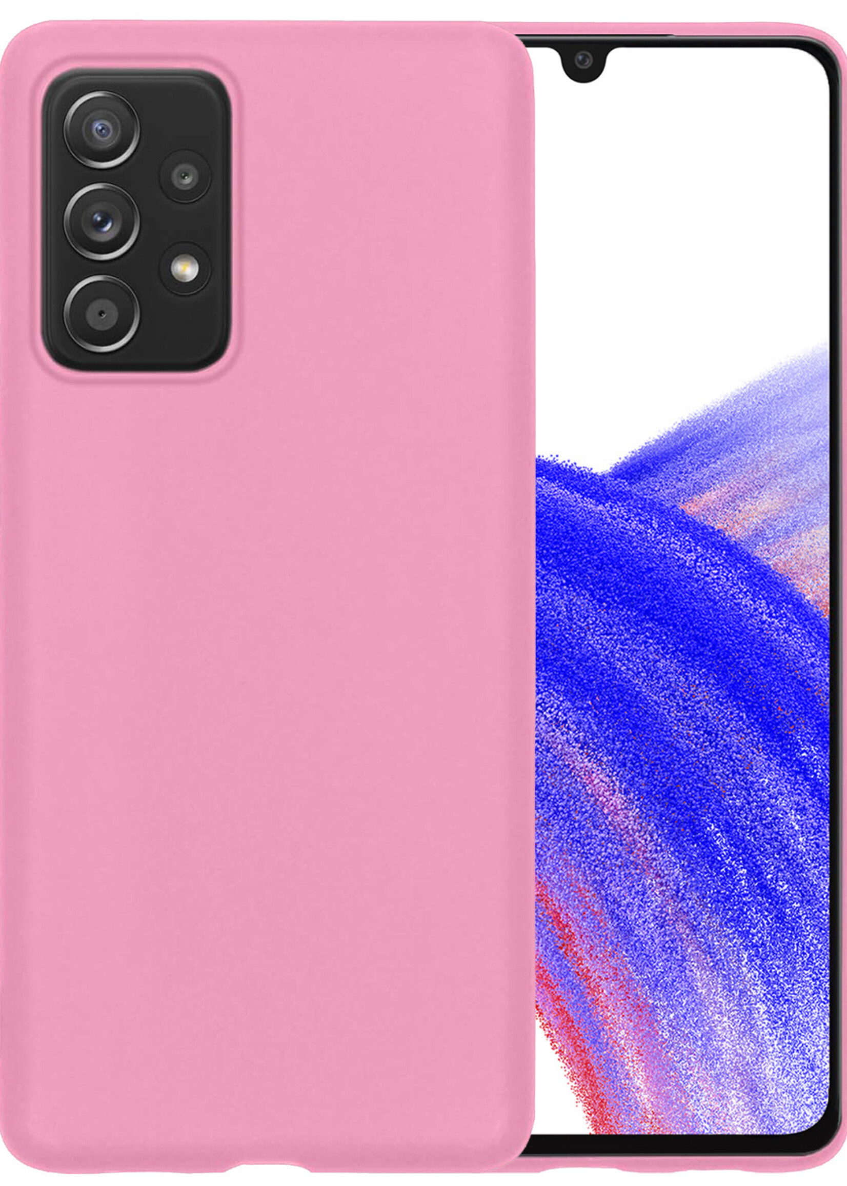 LUQ Hoesje Geschikt voor Samsung A33 Hoesje Siliconen Case - Hoes Geschikt voor Samsung Galaxy A33 Hoes Siliconen - Lichtroze