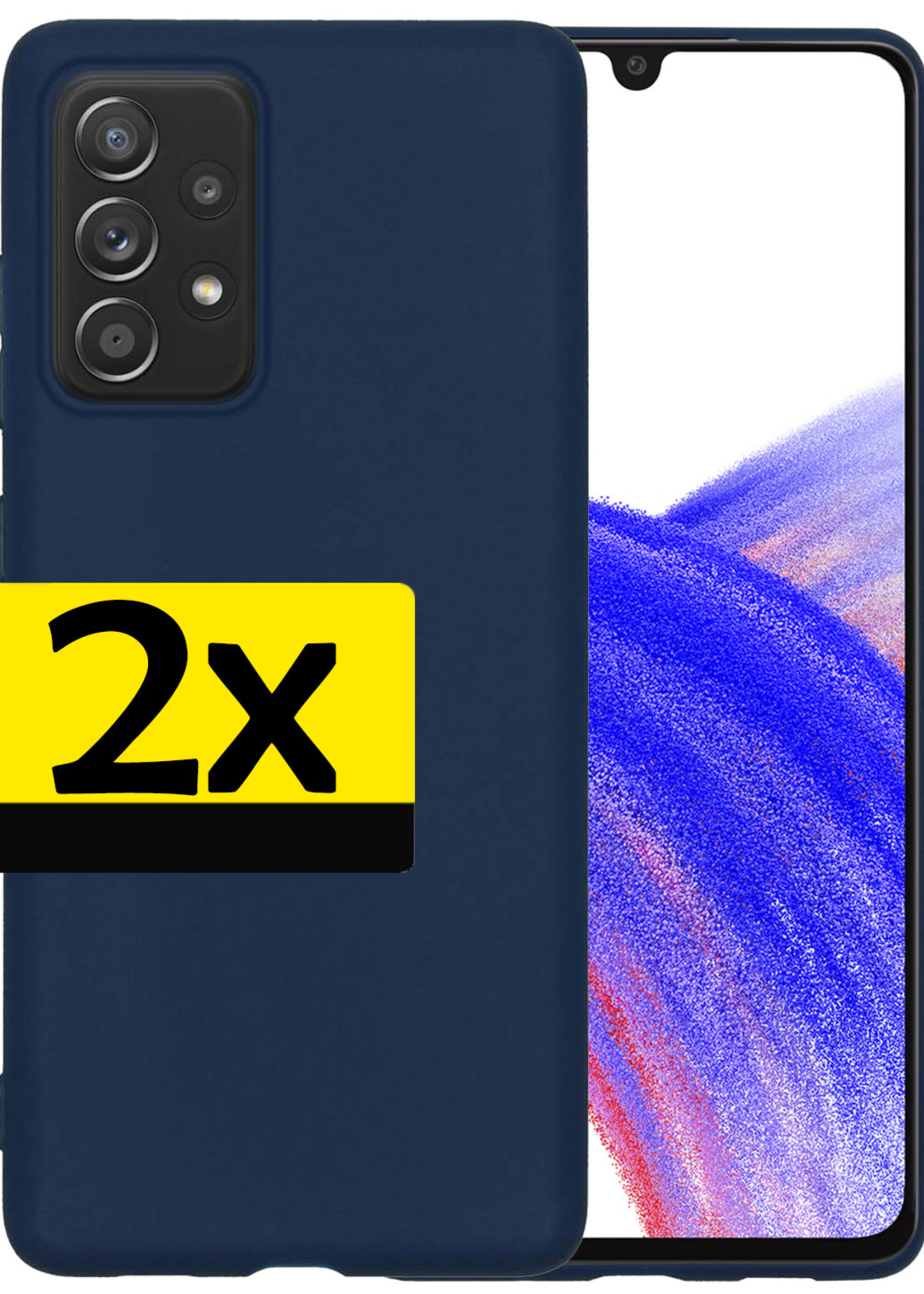 LUQ Hoesje Geschikt voor Samsung A33 Hoesje Siliconen Case - Hoes Geschikt voor Samsung Galaxy A33 Hoes Siliconen - Donkerblauw - 2 Stuks