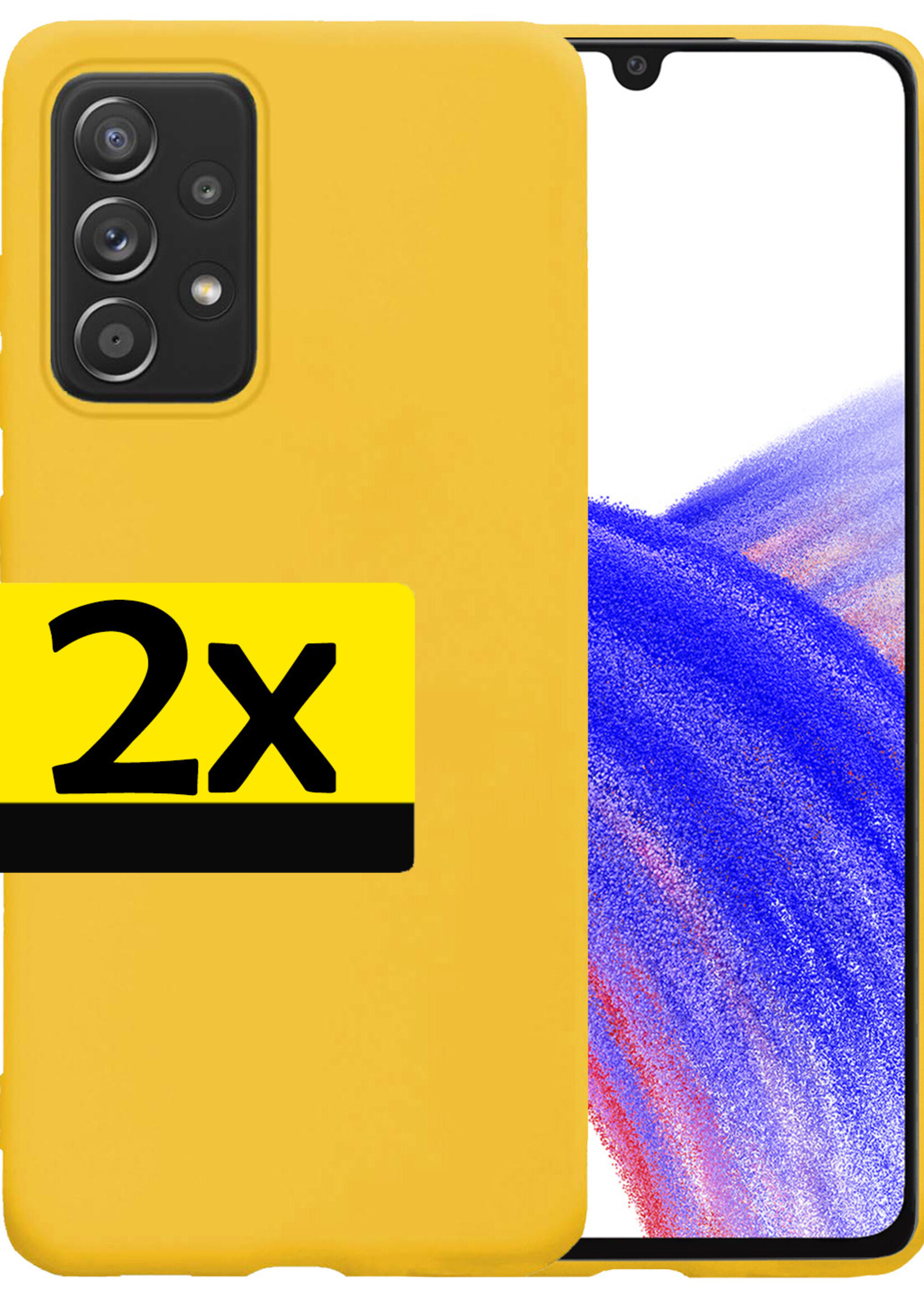 LUQ Hoesje Geschikt voor Samsung A33 Hoesje Siliconen Case - Hoes Geschikt voor Samsung Galaxy A33 Hoes Siliconen - Geel - 2 Stuks