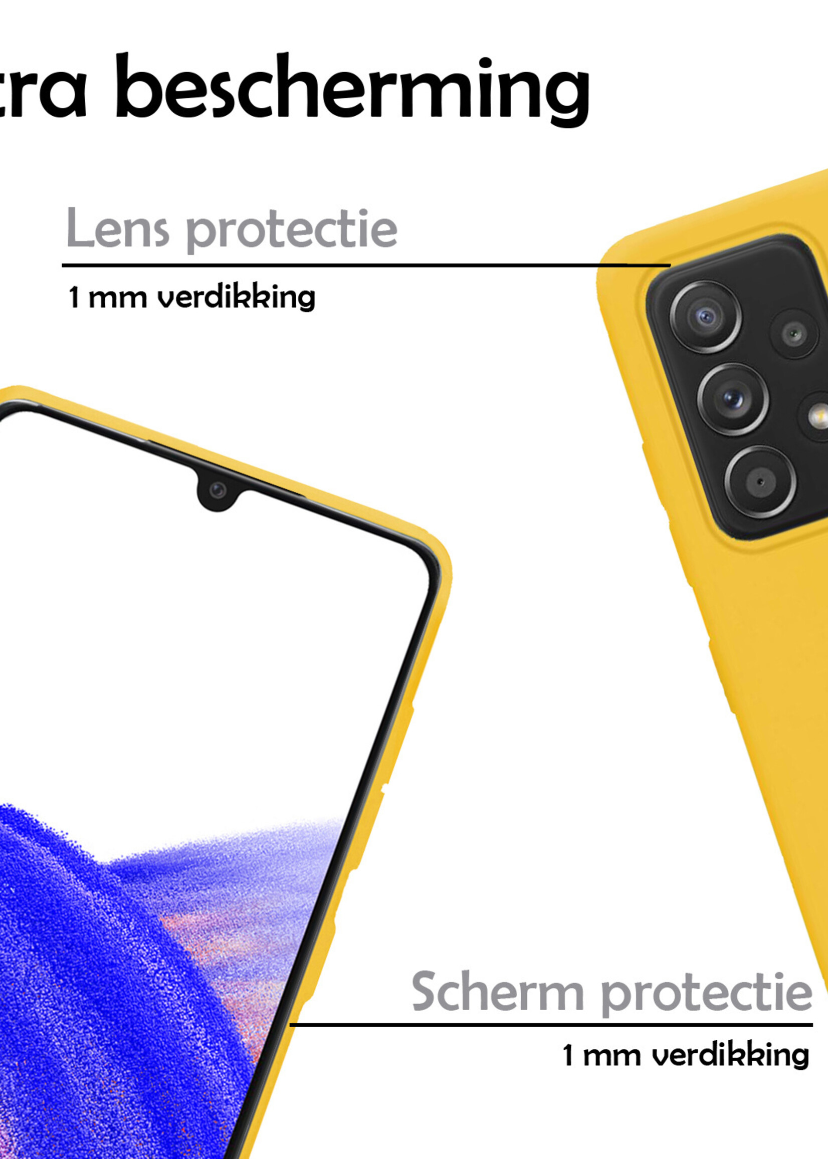 LUQ Hoesje Geschikt voor Samsung A33 Hoesje Siliconen Case - Hoes Geschikt voor Samsung Galaxy A33 Hoes Siliconen - Geel - 2 Stuks