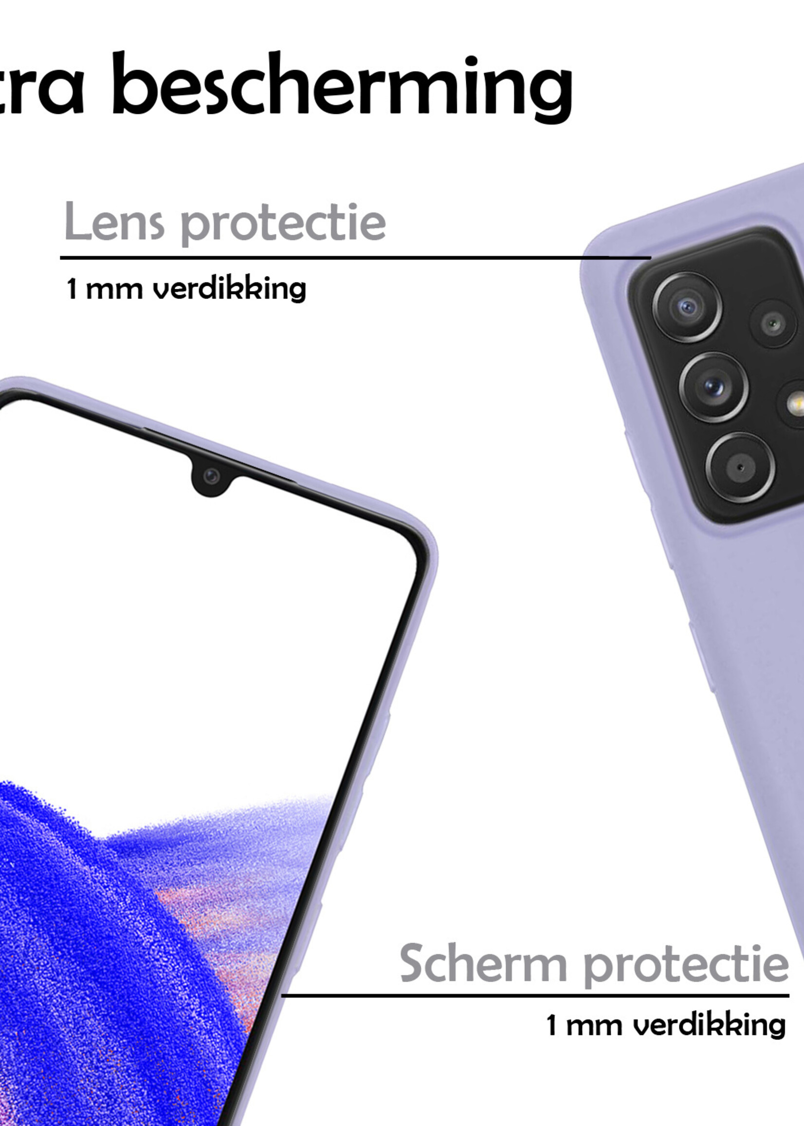 LUQ Hoesje Geschikt voor Samsung A33 Hoesje Siliconen Case - Hoes Geschikt voor Samsung Galaxy A33 Hoes Siliconen - Lila - 2 Stuks