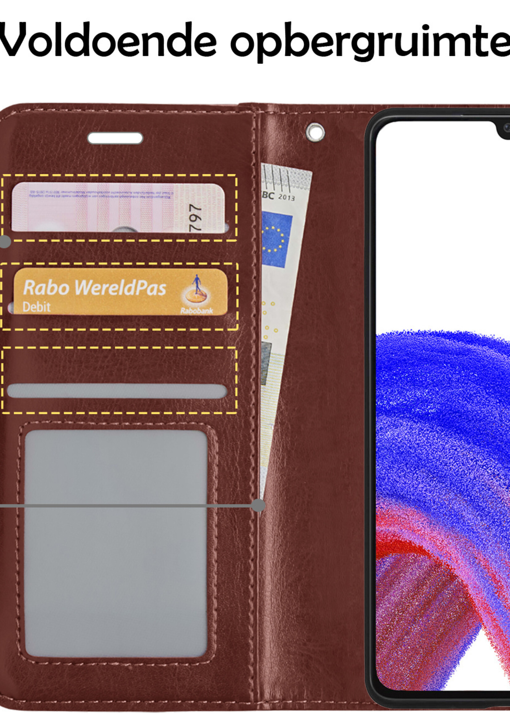 LUQ Hoesje Geschikt voor Samsung A33 Hoesje Book Case Hoes Wallet Cover - Hoes Geschikt voor Samsung Galaxy A33 Hoesje Bookcase Hoes - Bruin