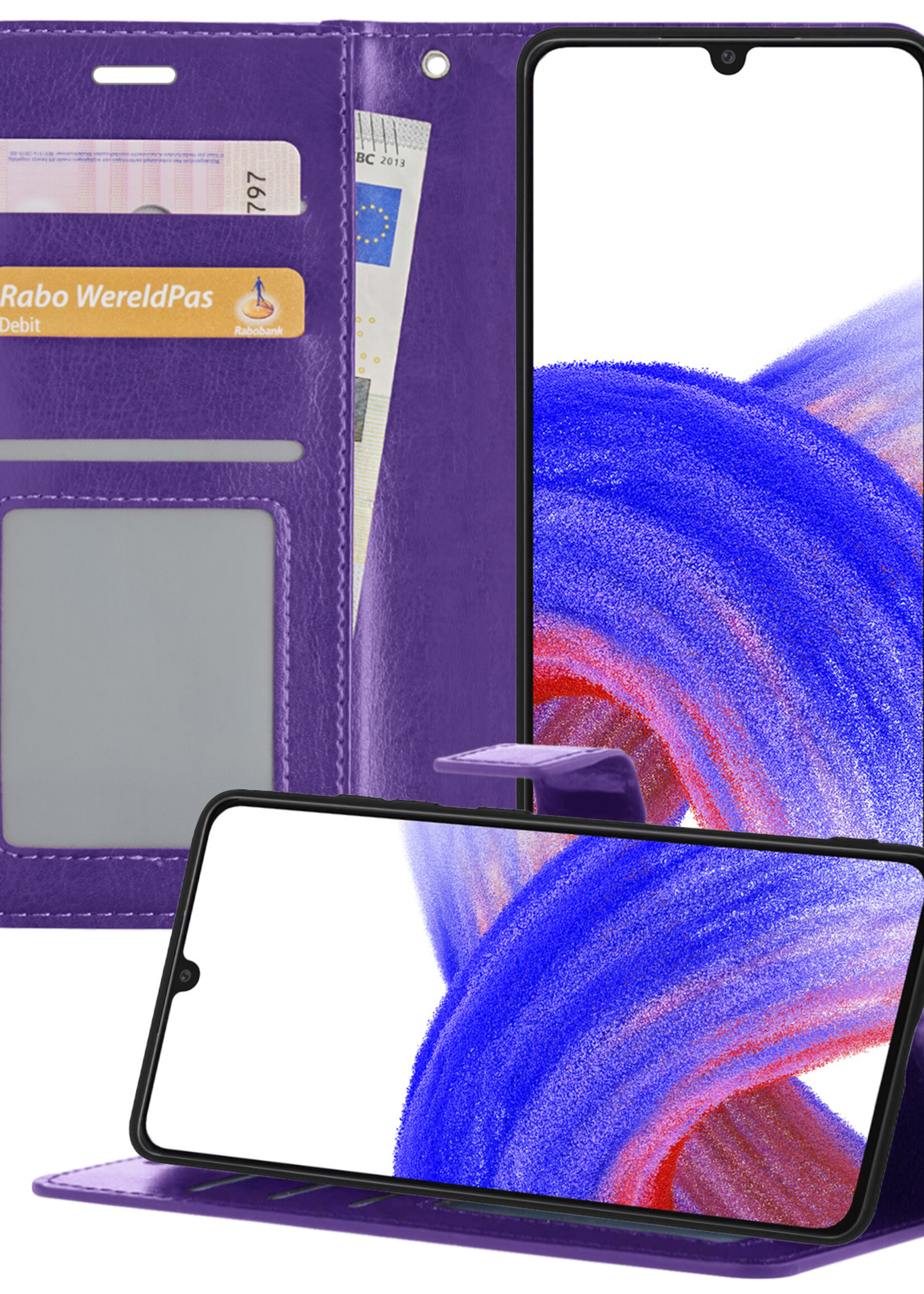 LUQ Hoesje Geschikt voor Samsung A33 Hoesje Book Case Hoes Wallet Cover - Hoes Geschikt voor Samsung Galaxy A33 Hoesje Bookcase Hoes - Paars