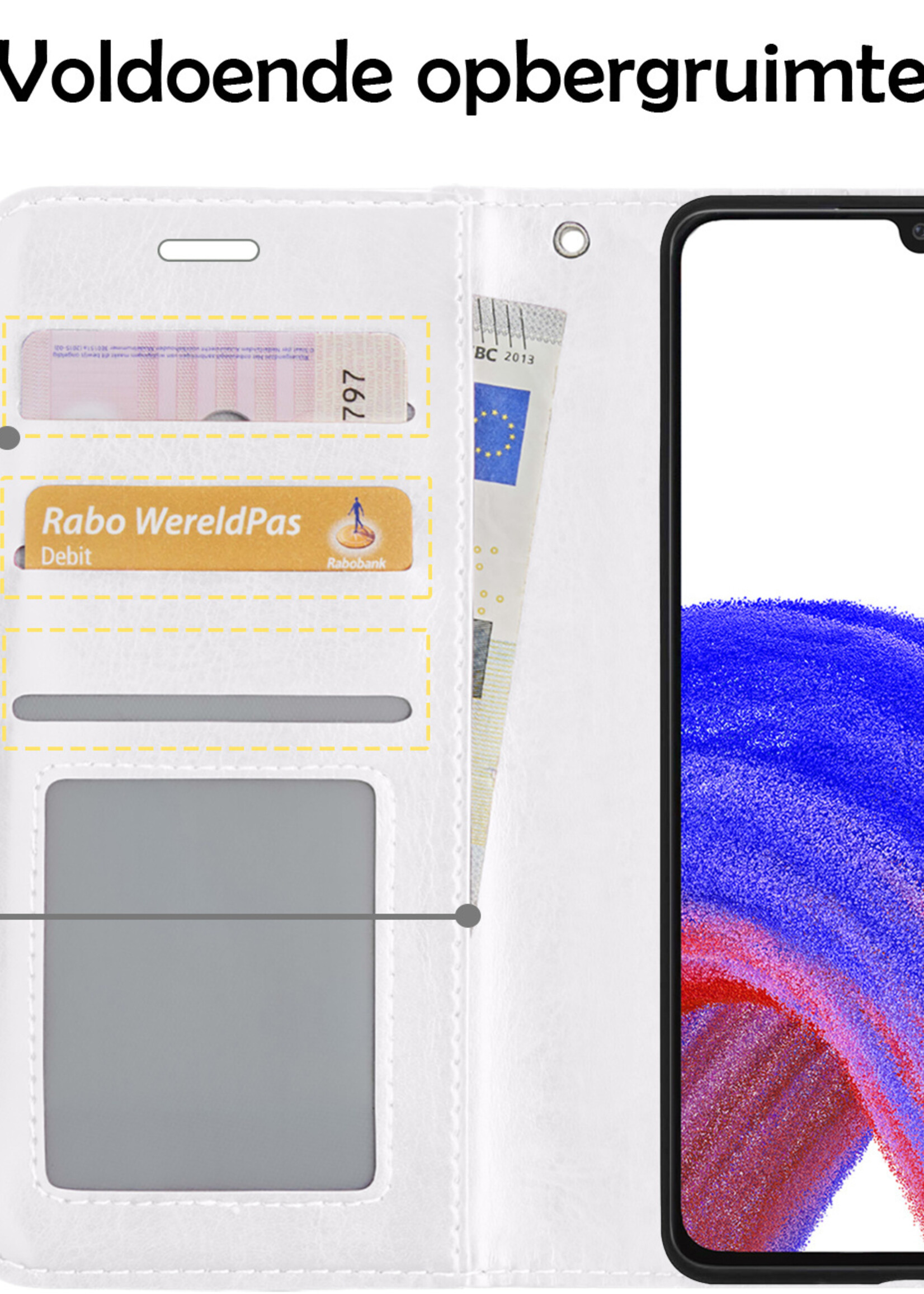 LUQ Hoesje Geschikt voor Samsung A33 Hoesje Book Case Hoes Wallet Cover - Hoes Geschikt voor Samsung Galaxy A33 Hoesje Bookcase Hoes - Wit