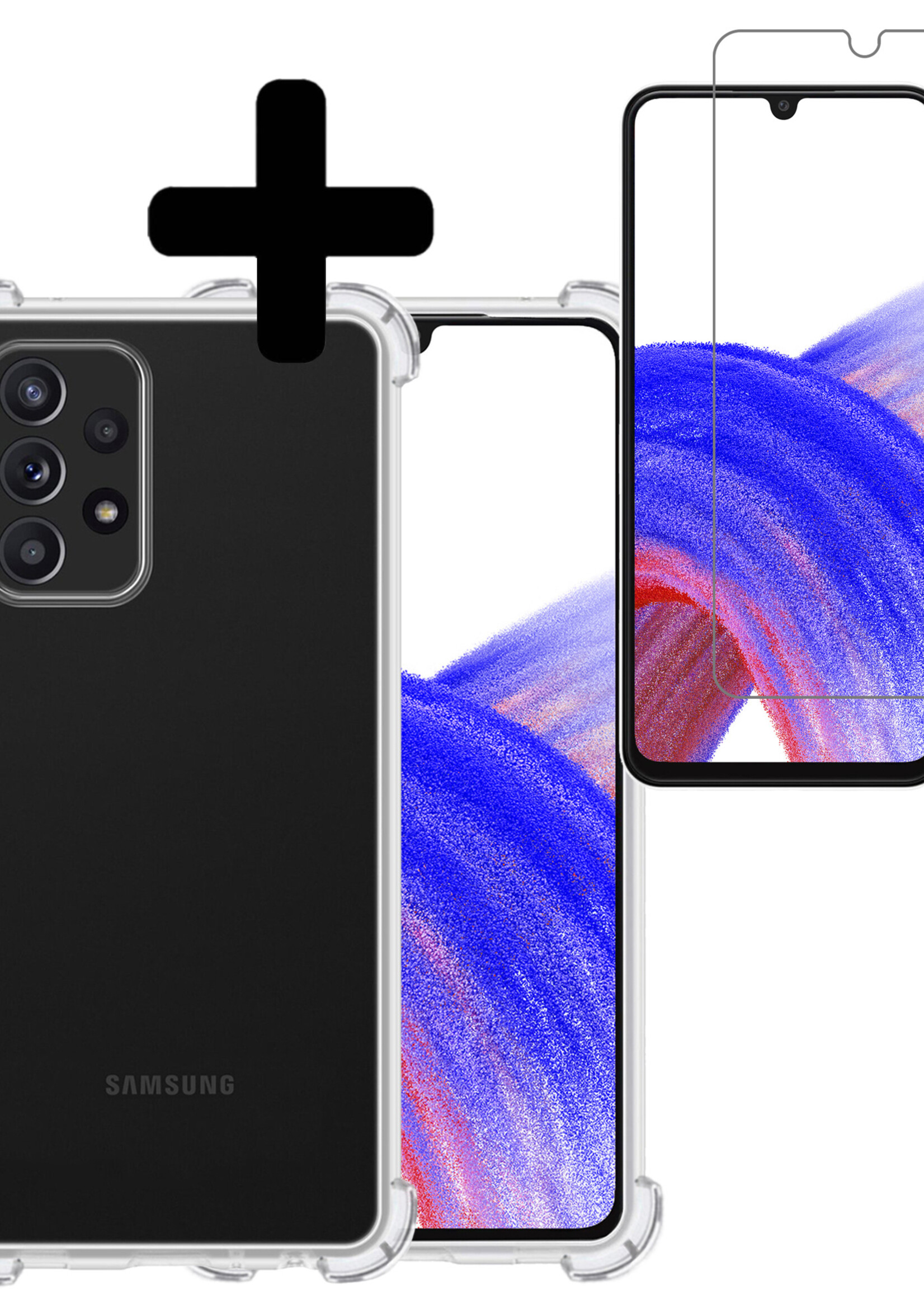 LUQ Hoesje Geschikt voor Samsung A33 Hoesje Shockproof Case Siliconen Met Screenprotector - Hoes Geschikt voor Samsung Galaxy A33 Hoes Cover Siliconen - Transparant