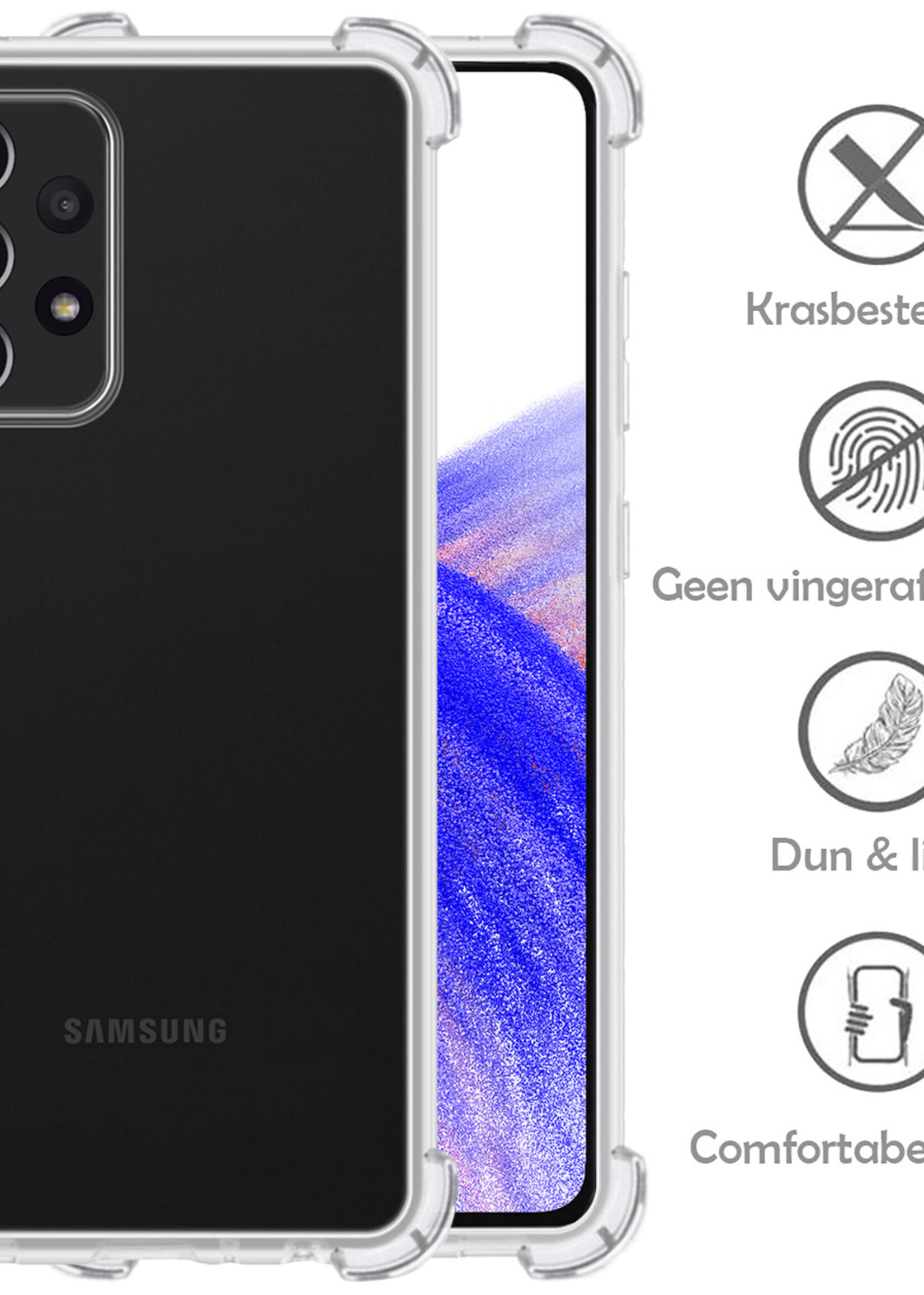LUQ Hoesje Geschikt voor Samsung A33 Hoesje Shockproof Case Siliconen Met Screenprotector - Hoes Geschikt voor Samsung Galaxy A33 Hoes Cover Siliconen - Transparant