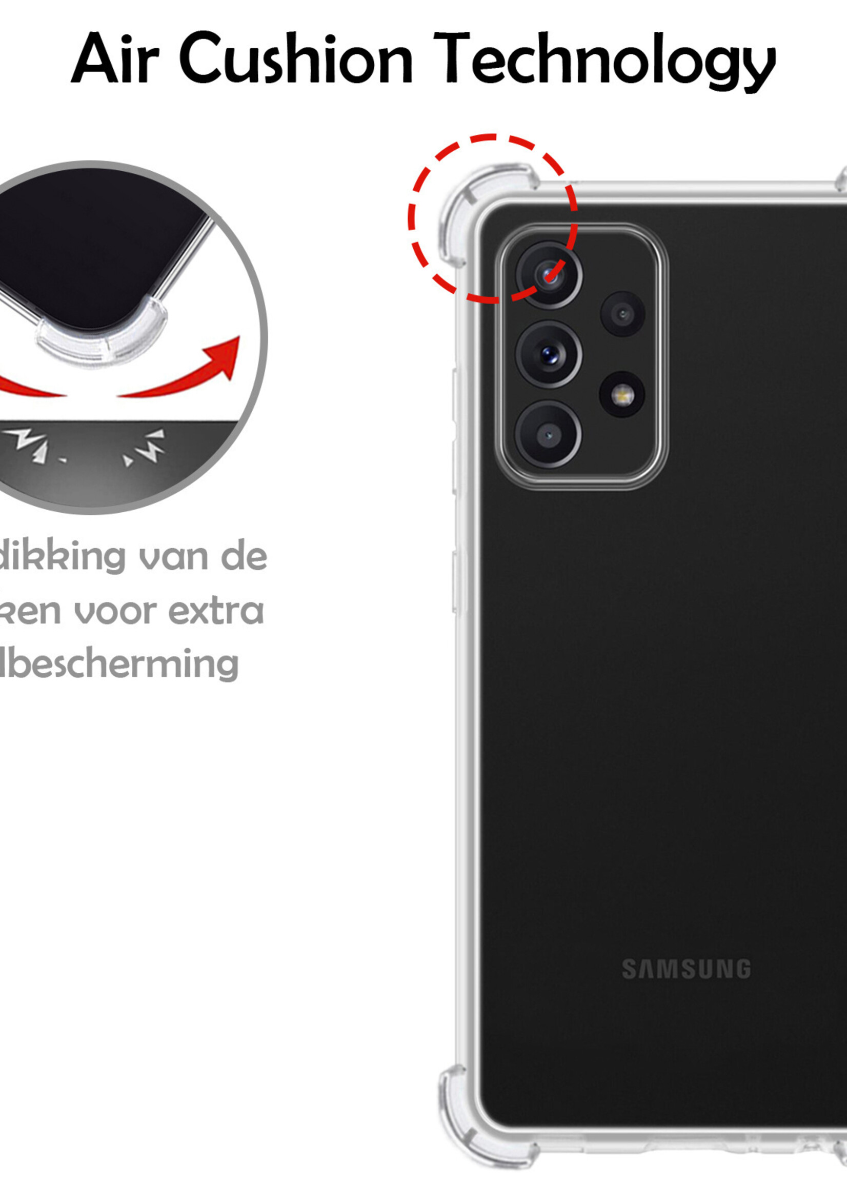 LUQ Hoesje Geschikt voor Samsung A33 Hoesje Shockproof Case Siliconen Met Screenprotector - Hoes Geschikt voor Samsung Galaxy A33 Hoes Cover Siliconen - Transparant