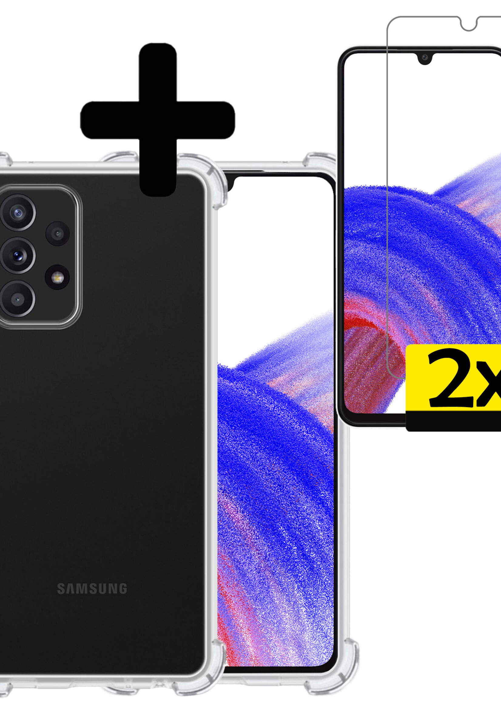 LUQ Hoesje Geschikt voor Samsung A33 Hoesje Shockproof Case Siliconen Met 2x Screenprotector - Hoes Geschikt voor Samsung Galaxy A33 Hoes Cover Siliconen - Transparant