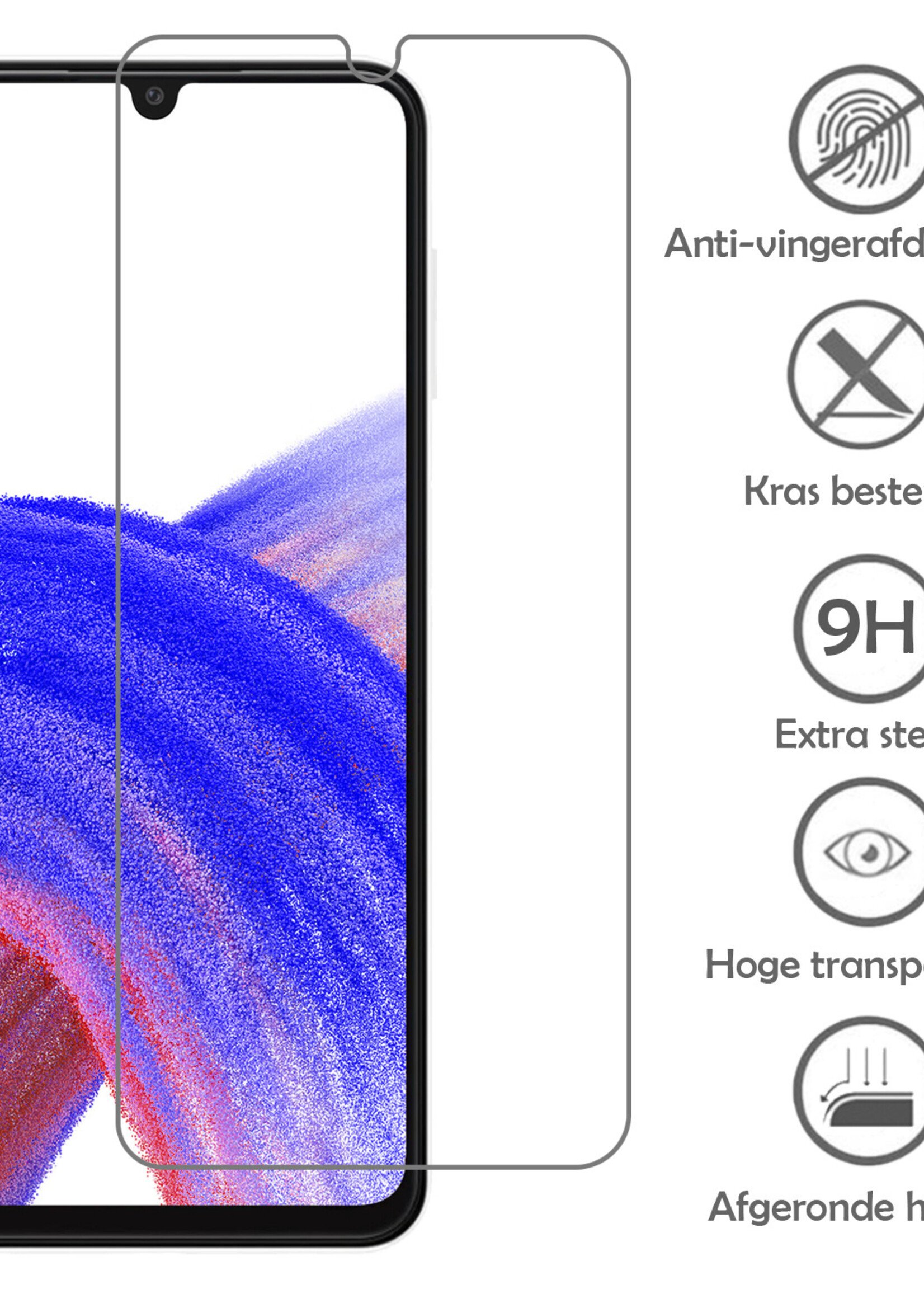 LUQ Hoesje Geschikt voor Samsung A33 Hoesje Siliconen Case Met Screenprotector - Hoes Geschikt voor Samsung Galaxy A33 Hoes Siliconen - Donkerblauw