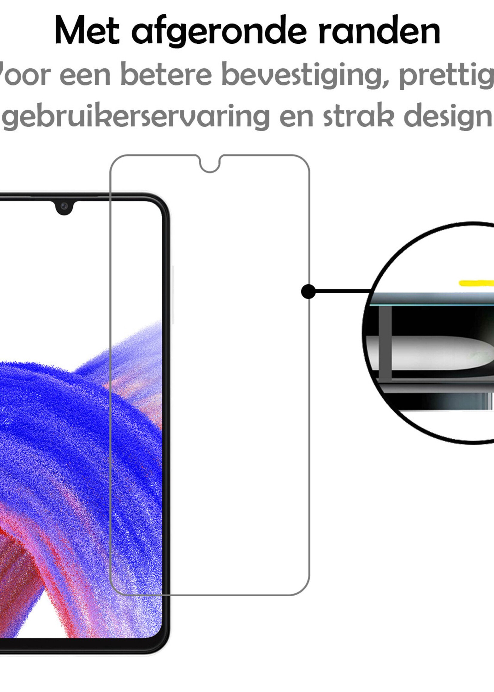 LUQ Hoesje Geschikt voor Samsung A33 Hoesje Siliconen Case Met Screenprotector - Hoes Geschikt voor Samsung Galaxy A33 Hoes Siliconen - Donkerblauw