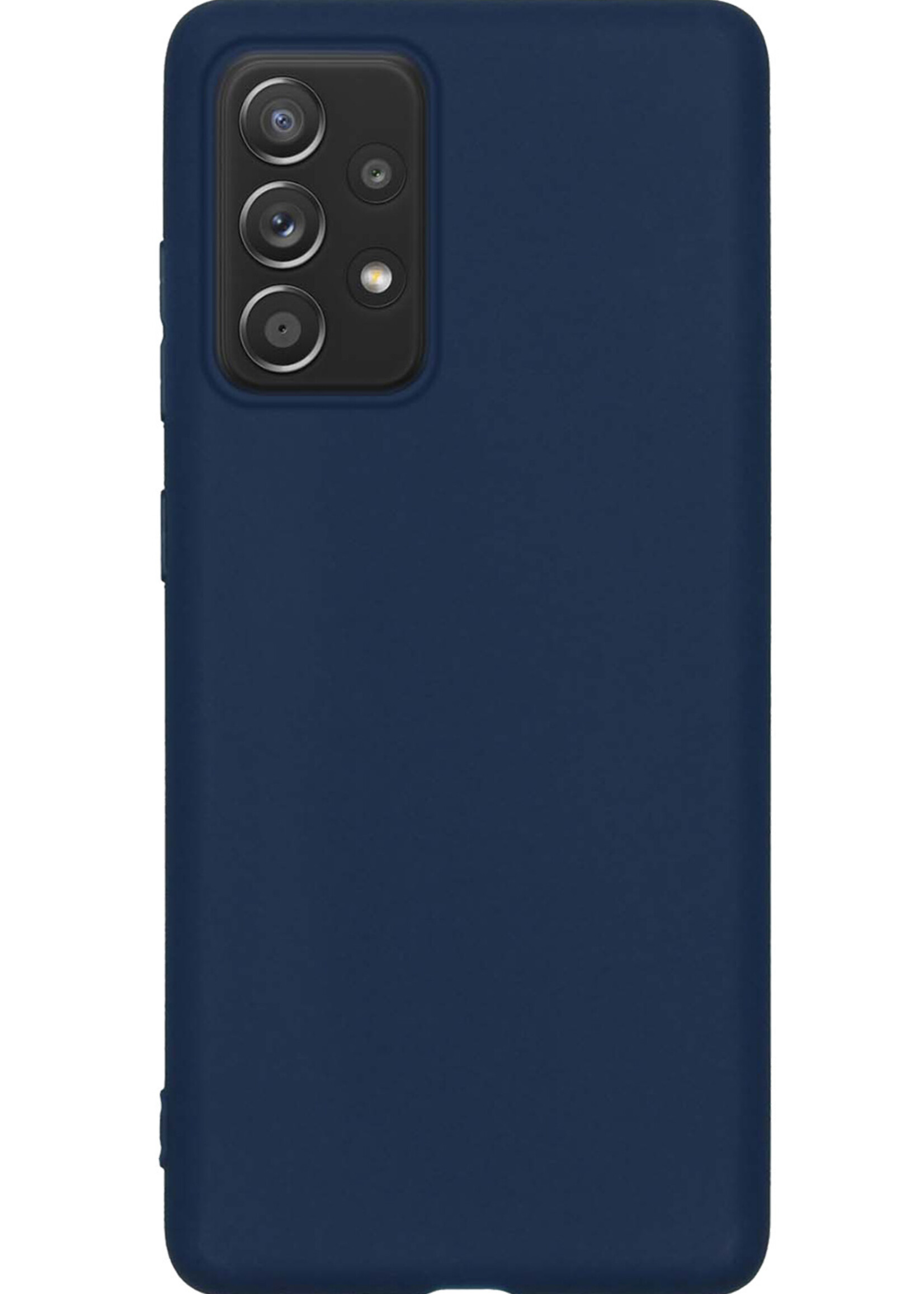 LUQ Hoesje Geschikt voor Samsung A33 Hoesje Siliconen Case Met Screenprotector - Hoes Geschikt voor Samsung Galaxy A33 Hoes Siliconen - Donkerblauw