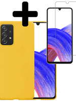 LUQ LUQ Samsung Galaxy A33 Hoesje Siliconen Met Screenprotector - Geel