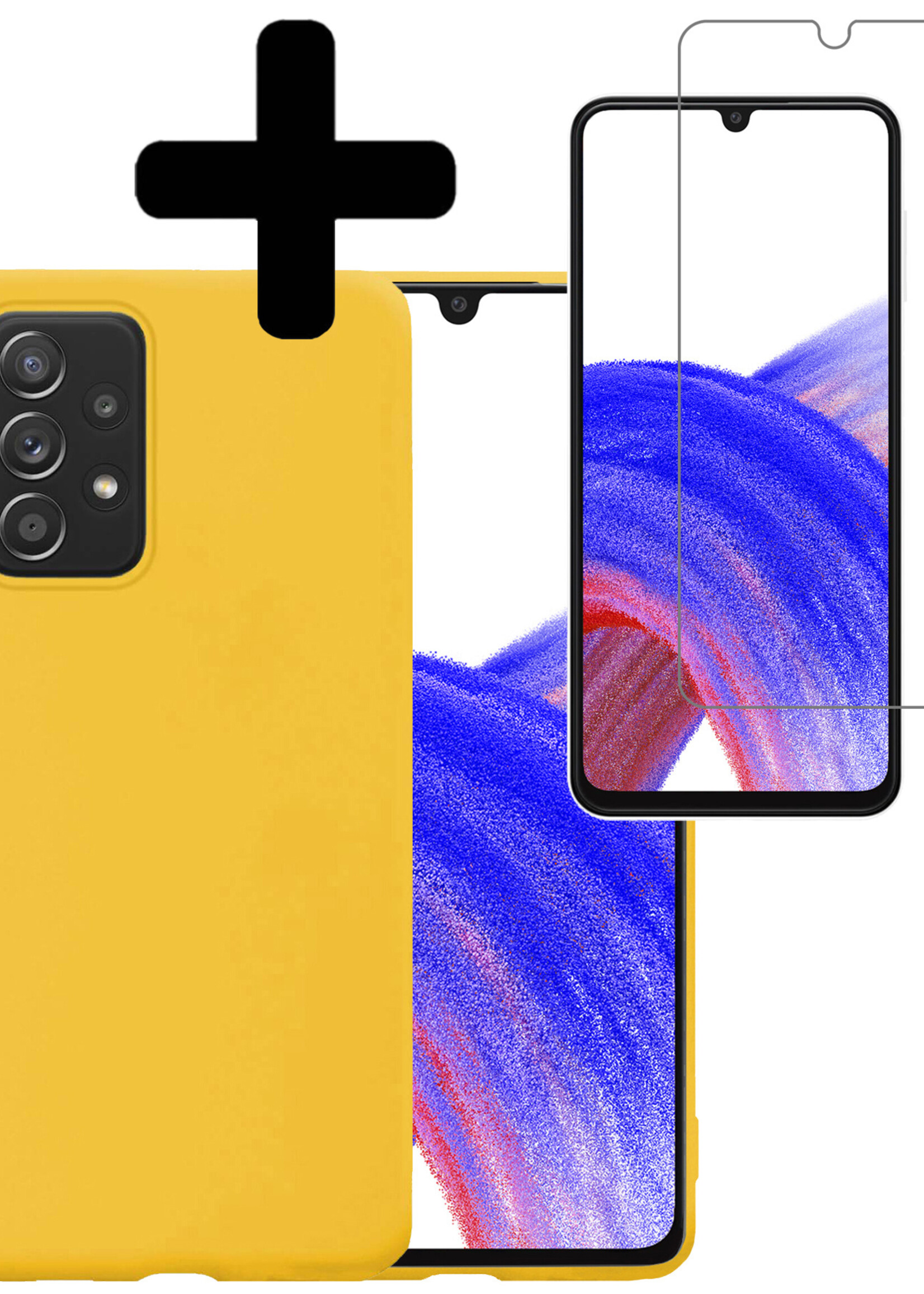 LUQ Hoesje Geschikt voor Samsung A33 Hoesje Siliconen Case Met Screenprotector - Hoes Geschikt voor Samsung Galaxy A33 Hoes Siliconen - Geel