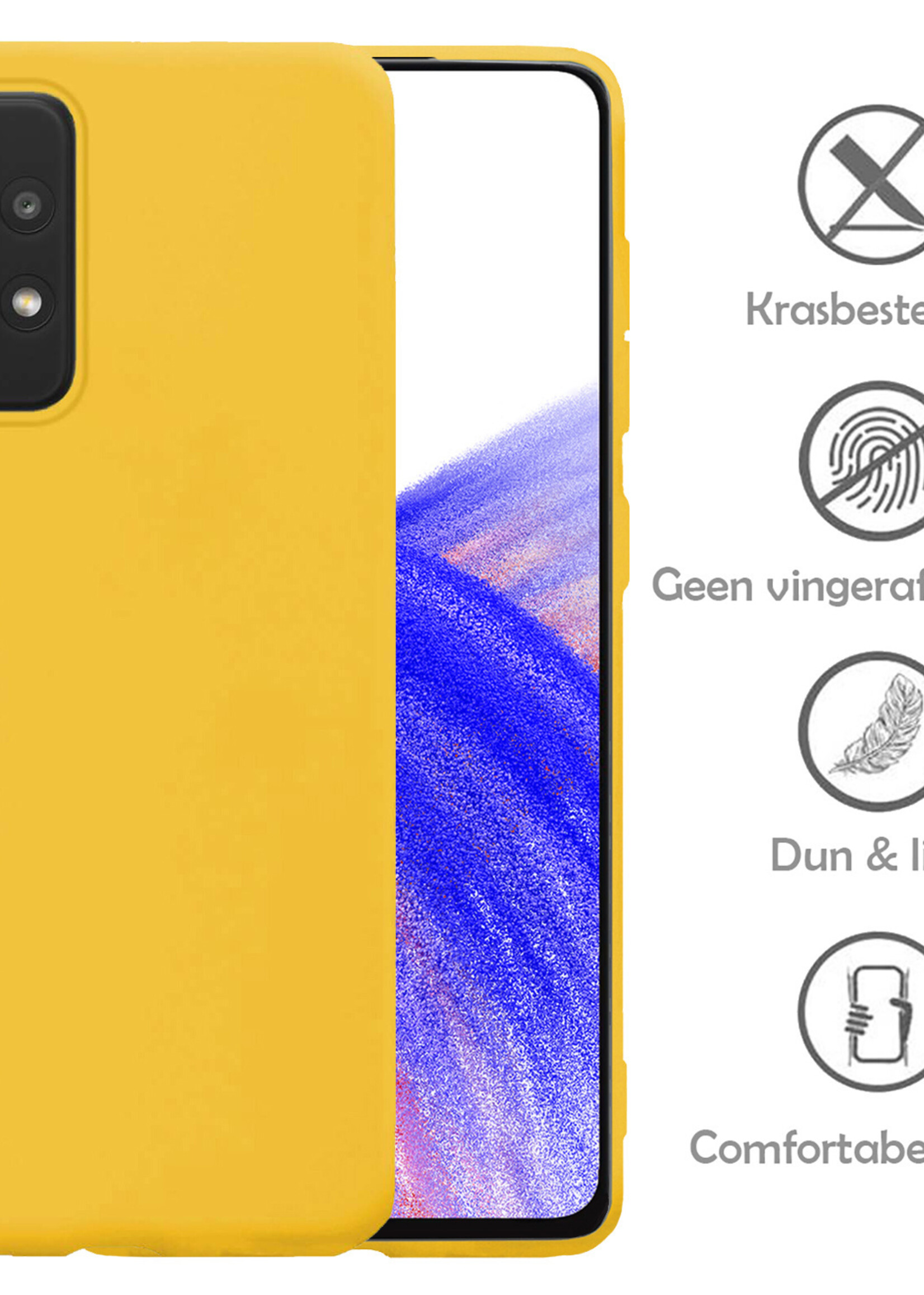 LUQ Hoesje Geschikt voor Samsung A33 Hoesje Siliconen Case Met Screenprotector - Hoes Geschikt voor Samsung Galaxy A33 Hoes Siliconen - Geel