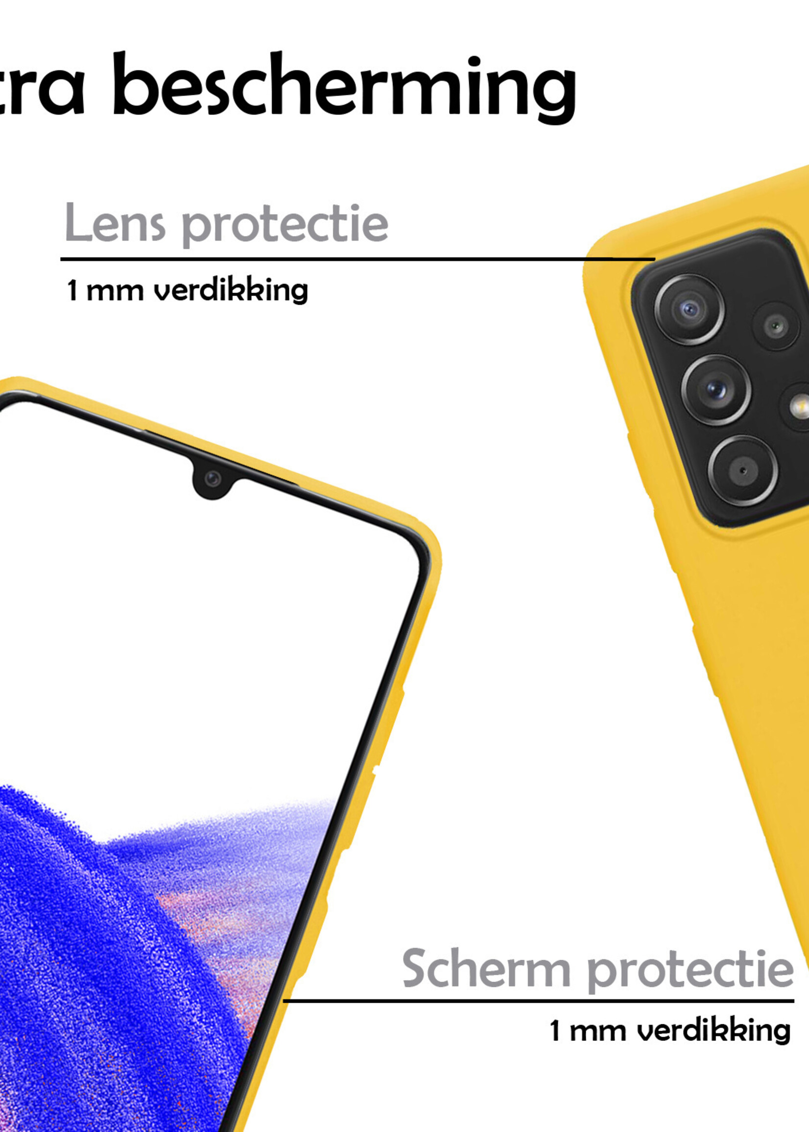 LUQ Hoesje Geschikt voor Samsung A33 Hoesje Siliconen Case Met Screenprotector - Hoes Geschikt voor Samsung Galaxy A33 Hoes Siliconen - Geel