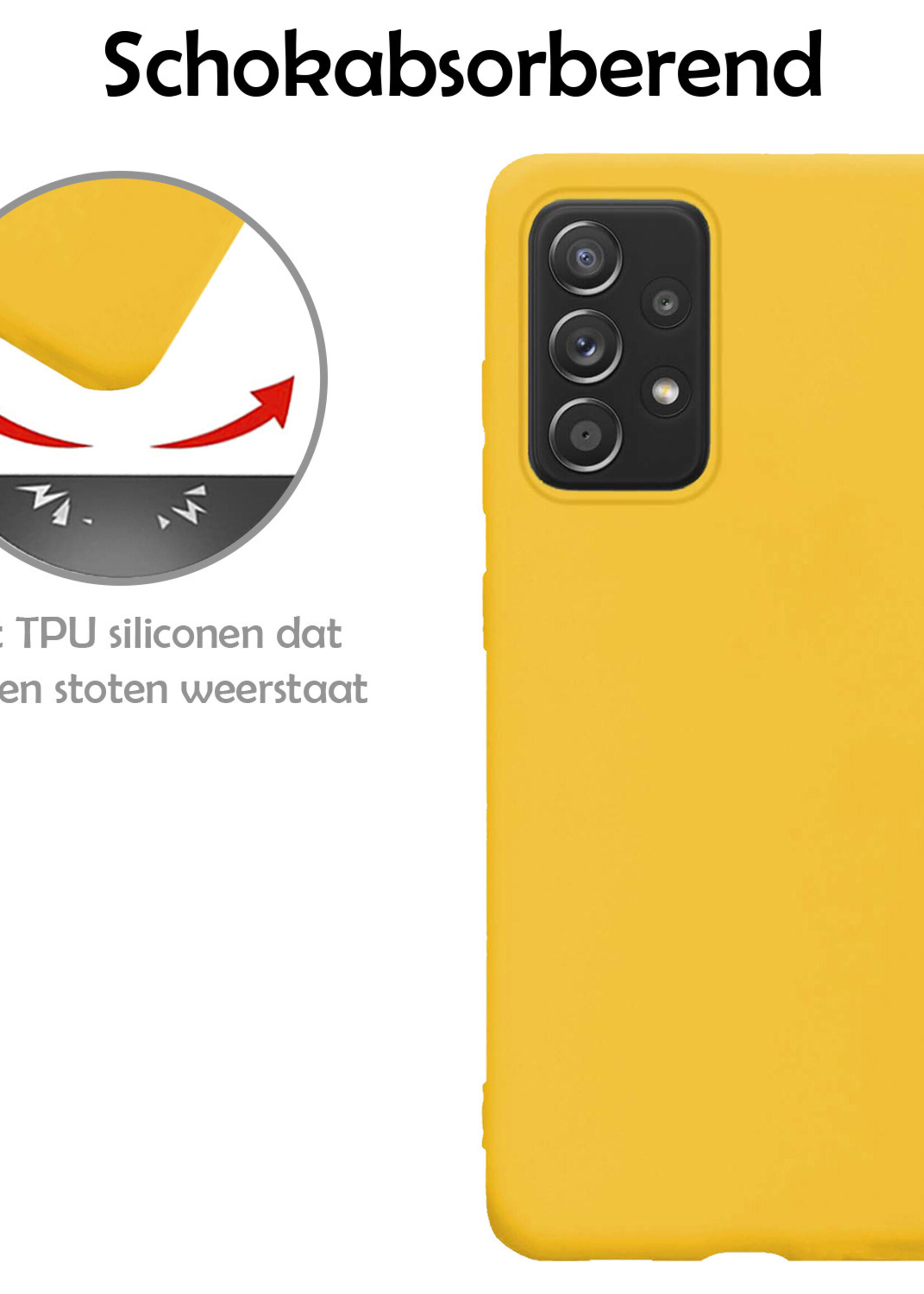 LUQ Hoesje Geschikt voor Samsung A33 Hoesje Siliconen Case Met Screenprotector - Hoes Geschikt voor Samsung Galaxy A33 Hoes Siliconen - Geel
