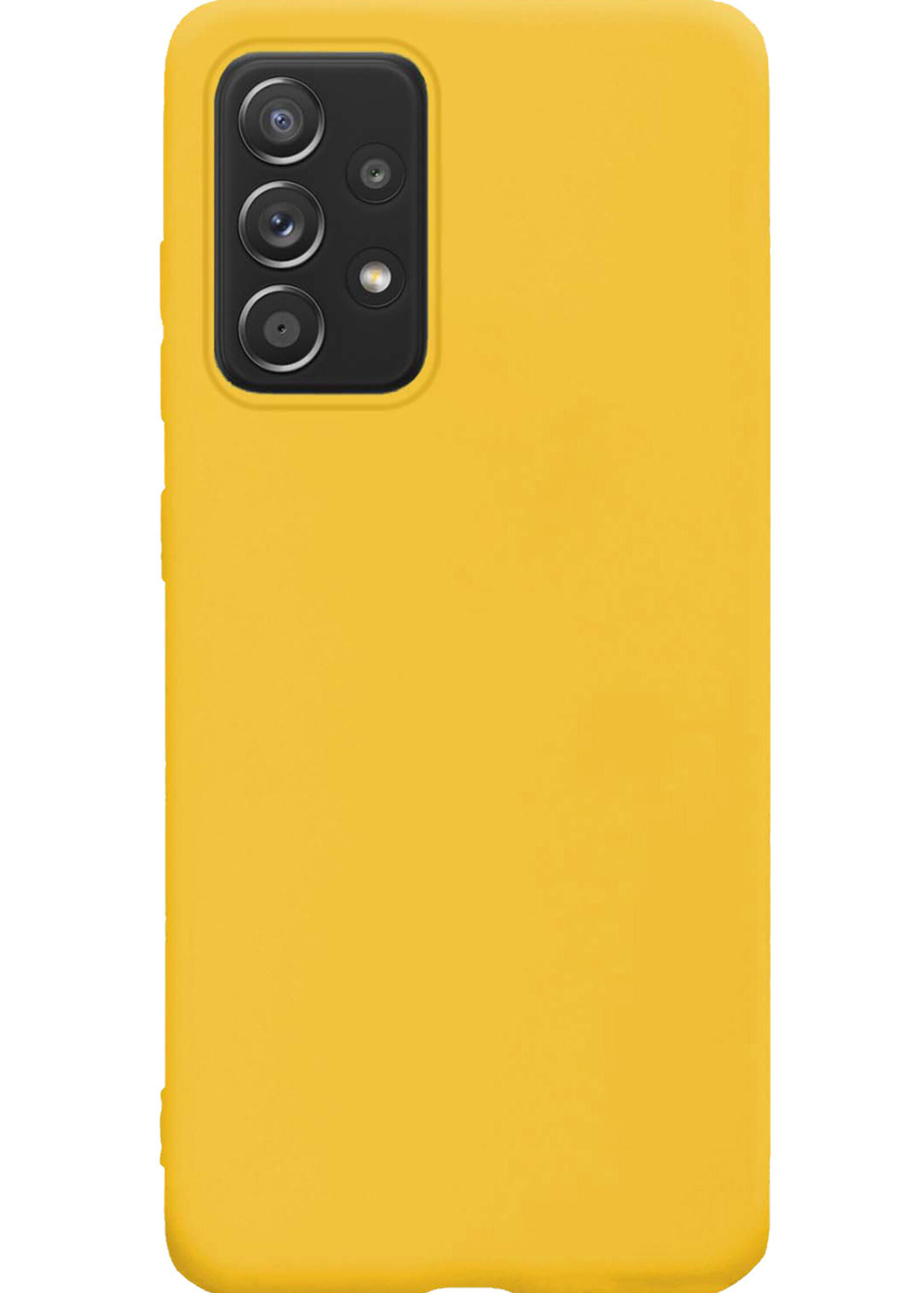 LUQ Hoesje Geschikt voor Samsung A33 Hoesje Siliconen Case Met Screenprotector - Hoes Geschikt voor Samsung Galaxy A33 Hoes Siliconen - Geel
