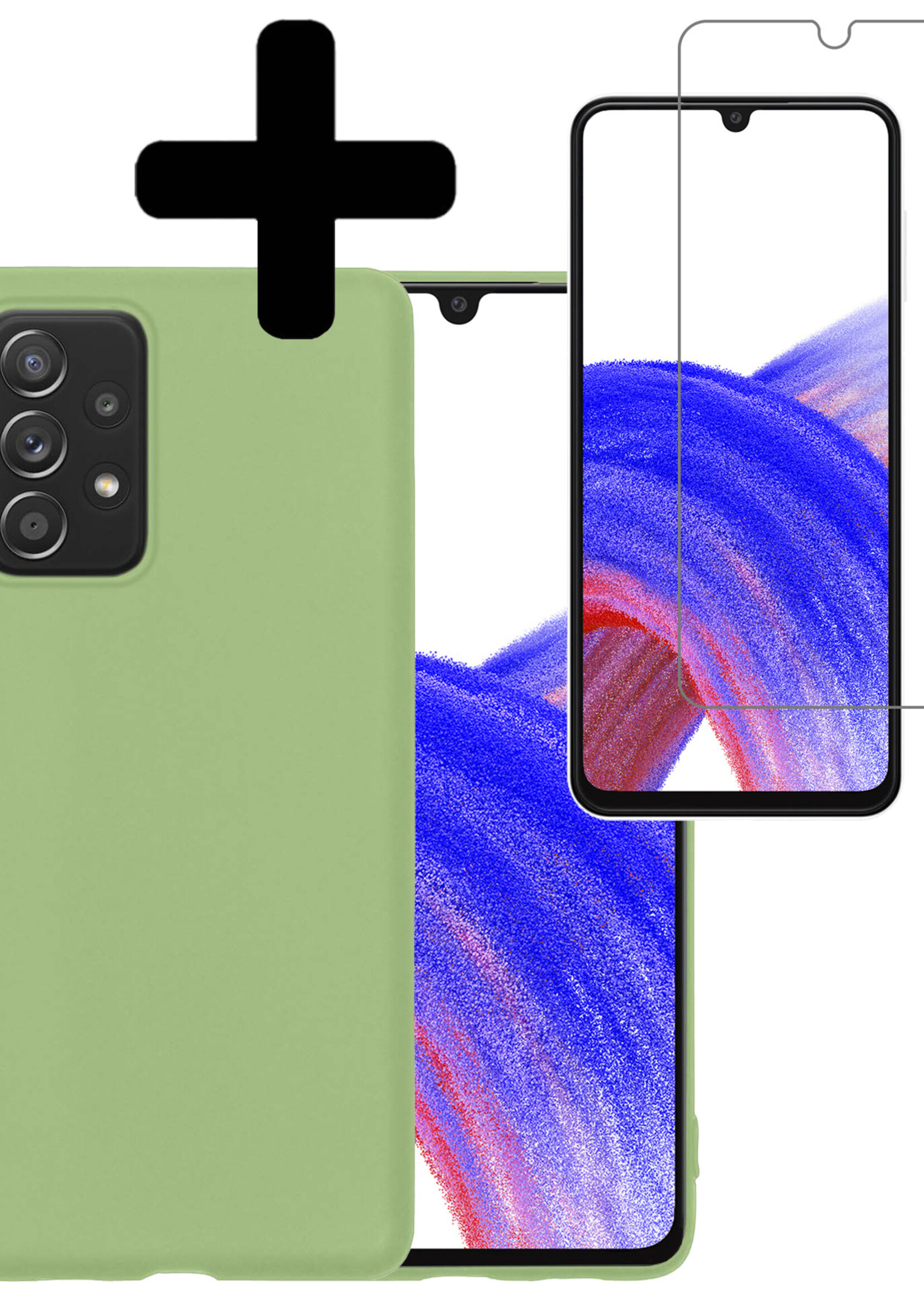 LUQ Hoesje Geschikt voor Samsung A33 Hoesje Siliconen Case Met Screenprotector - Hoes Geschikt voor Samsung Galaxy A33 Hoes Siliconen - Groen