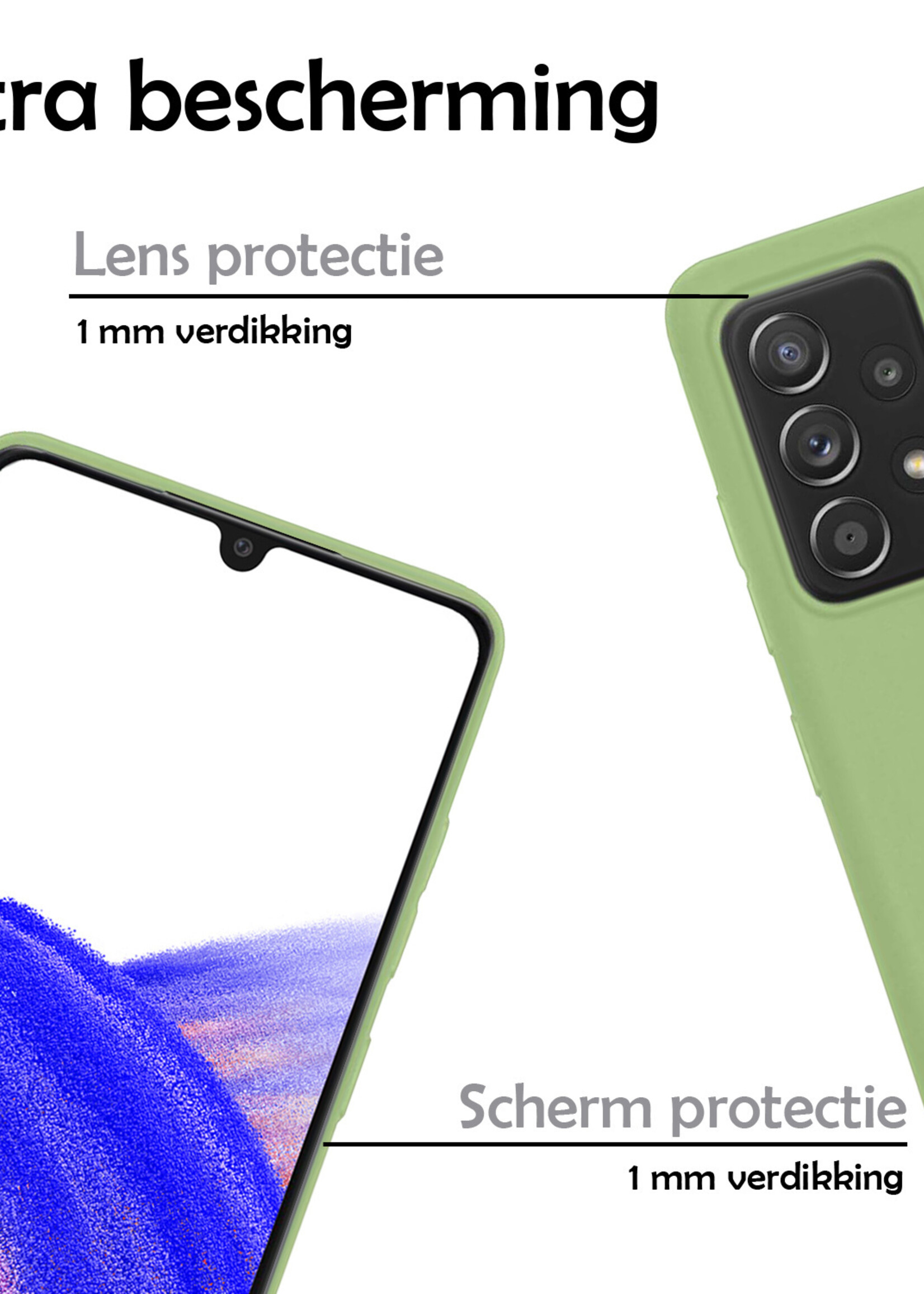 LUQ Hoesje Geschikt voor Samsung A33 Hoesje Siliconen Case Met Screenprotector - Hoes Geschikt voor Samsung Galaxy A33 Hoes Siliconen - Groen
