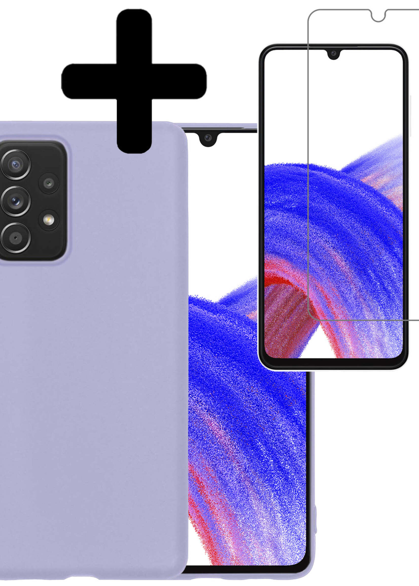 LUQ Hoesje Geschikt voor Samsung A33 Hoesje Siliconen Case Met Screenprotector - Hoes Geschikt voor Samsung Galaxy A33 Hoes Siliconen - Lila