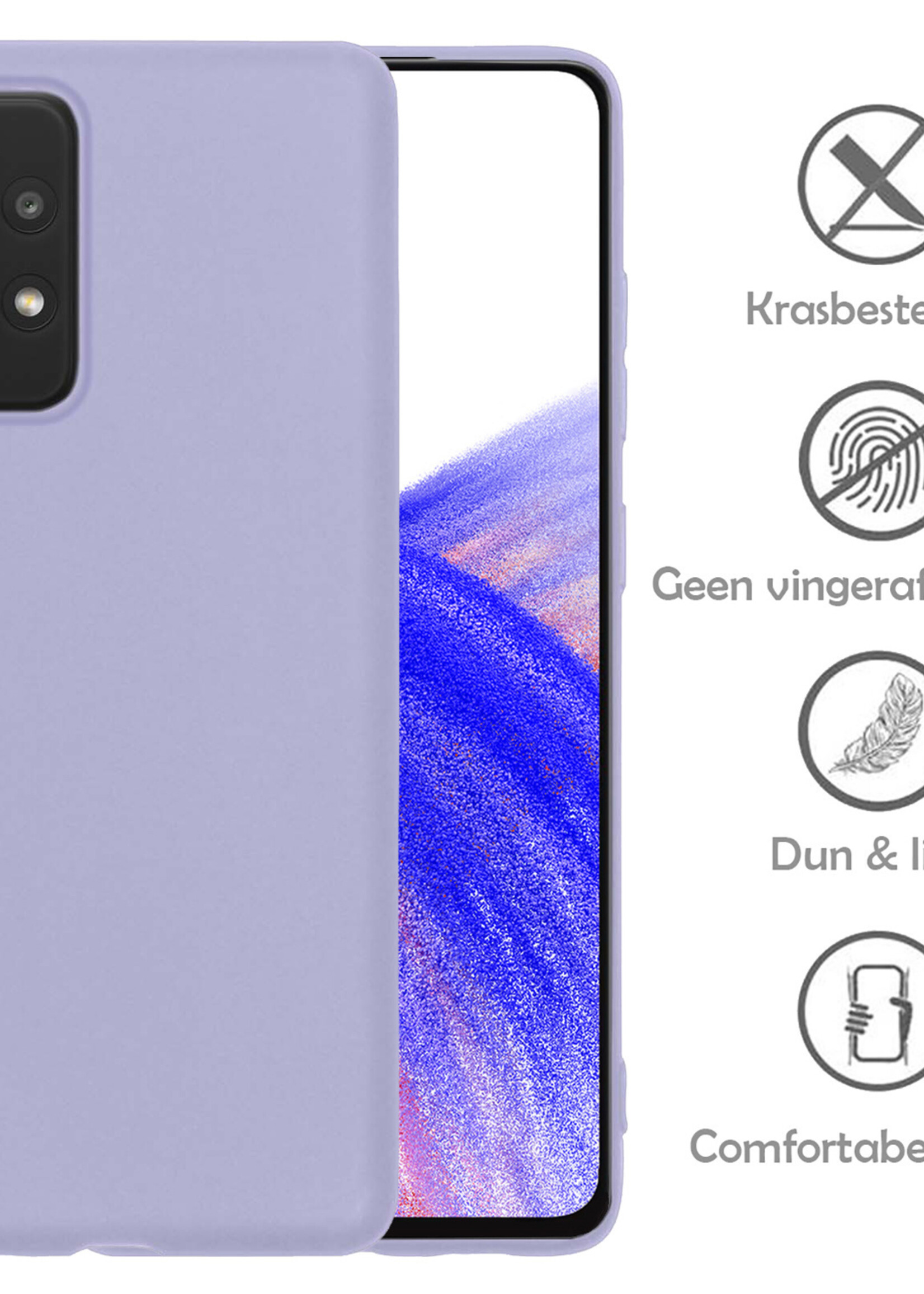 LUQ Hoesje Geschikt voor Samsung A33 Hoesje Siliconen Case Met Screenprotector - Hoes Geschikt voor Samsung Galaxy A33 Hoes Siliconen - Lila