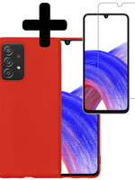 LUQ LUQ Samsung Galaxy A33 Hoesje Siliconen Met Screenprotector - Rood