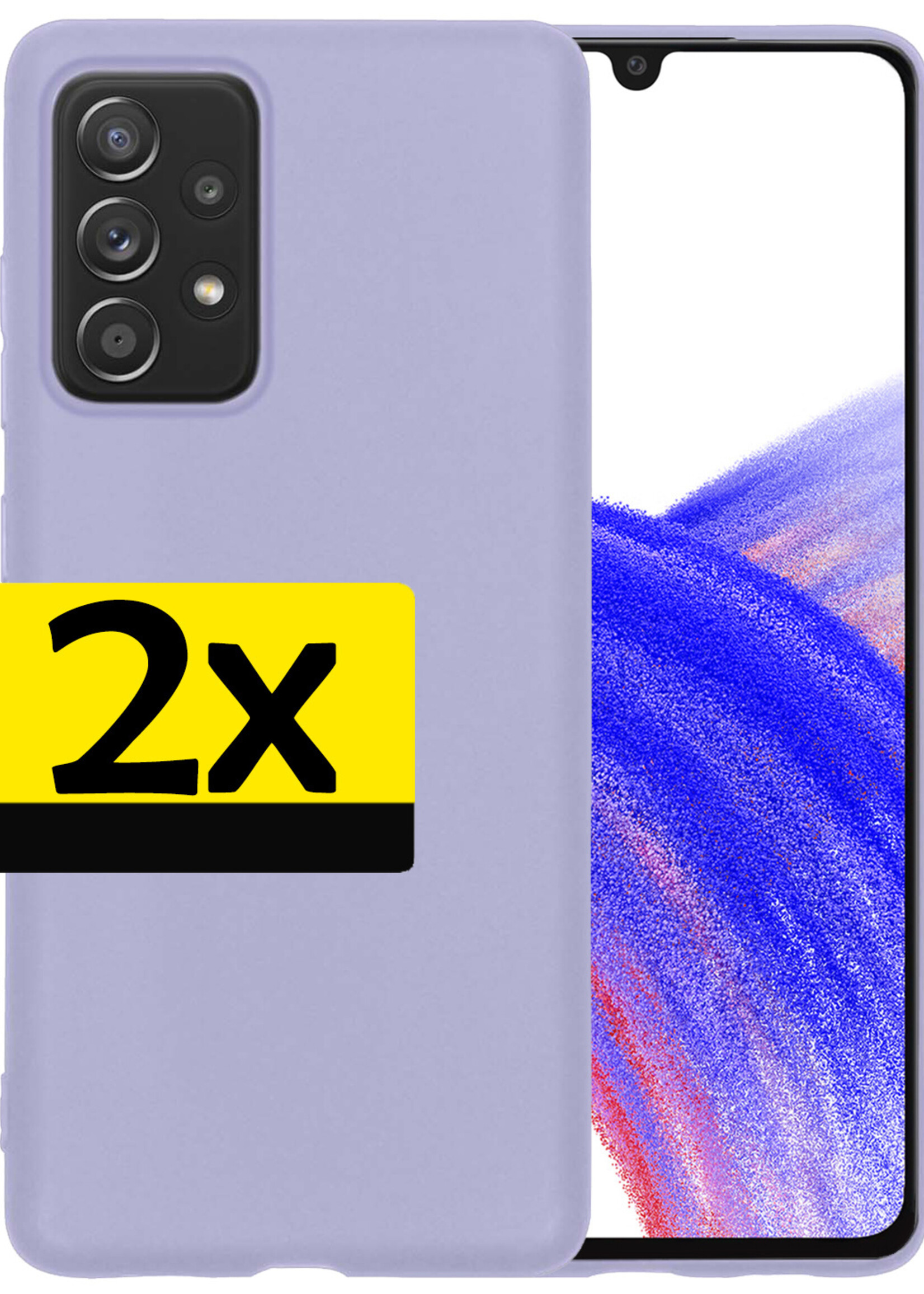 LUQ Hoesje Geschikt voor Samsung A33 Hoesje Siliconen Case - Hoes Geschikt voor Samsung Galaxy A33 Hoes Siliconen - Lila - 2 Stuks