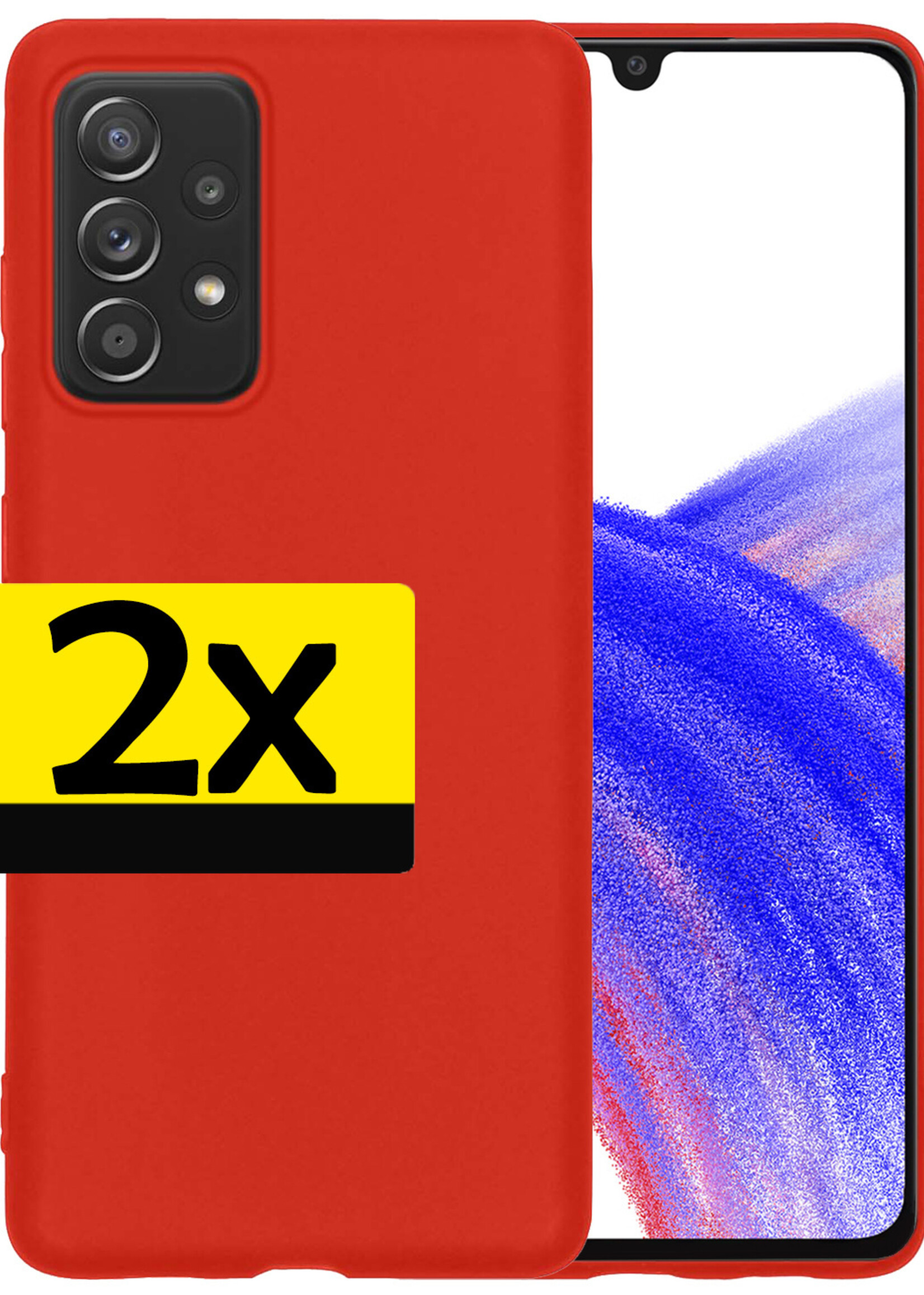 LUQ Hoesje Geschikt voor Samsung A33 Hoesje Siliconen Case - Hoes Geschikt voor Samsung Galaxy A33 Hoes Siliconen - Rood - 2 Stuks