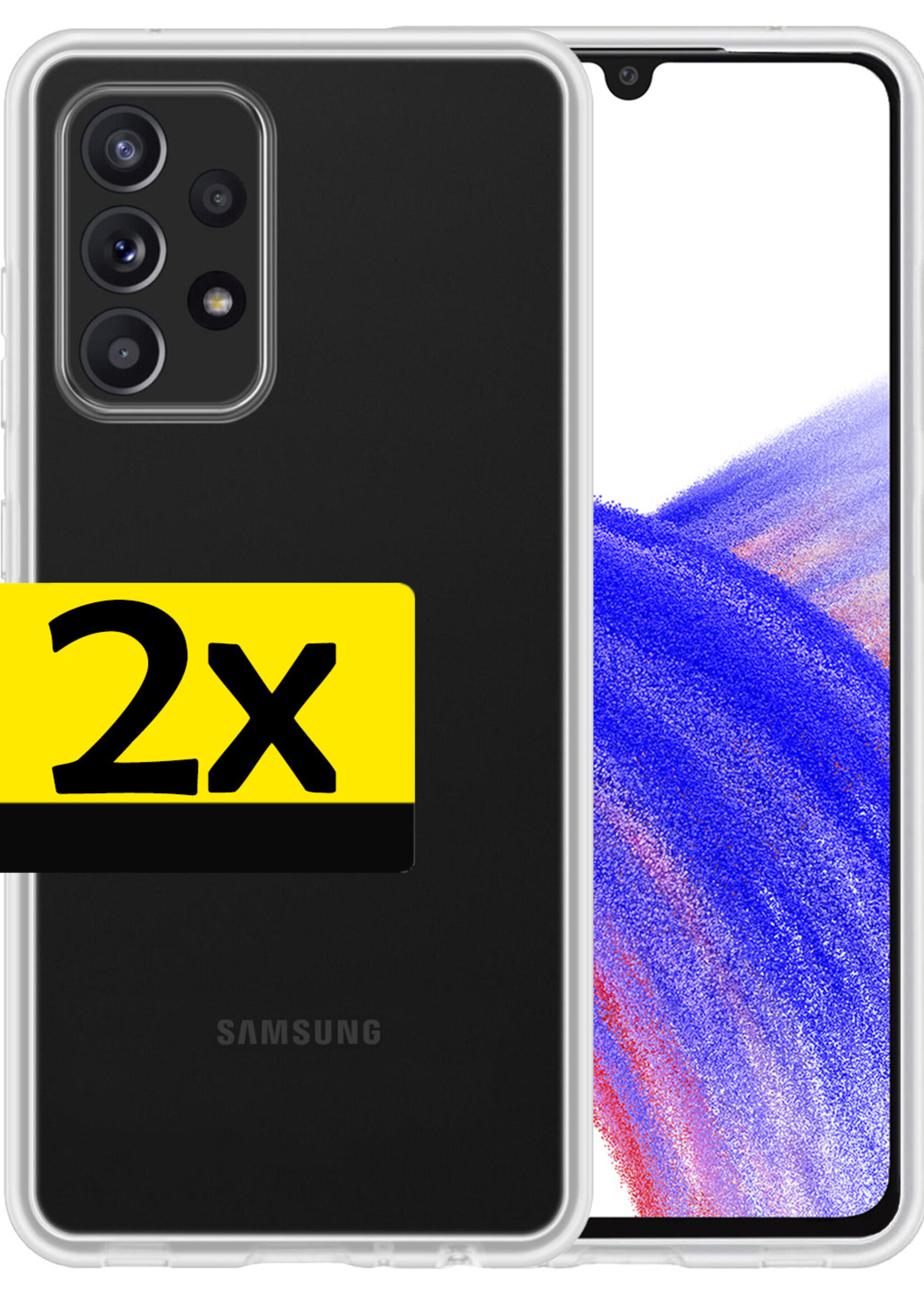 LUQ Hoesje Geschikt voor Samsung A33 Hoesje Siliconen Case - Hoes Geschikt voor Samsung Galaxy A33 Hoes Siliconen - Transparant - 2 Stuks