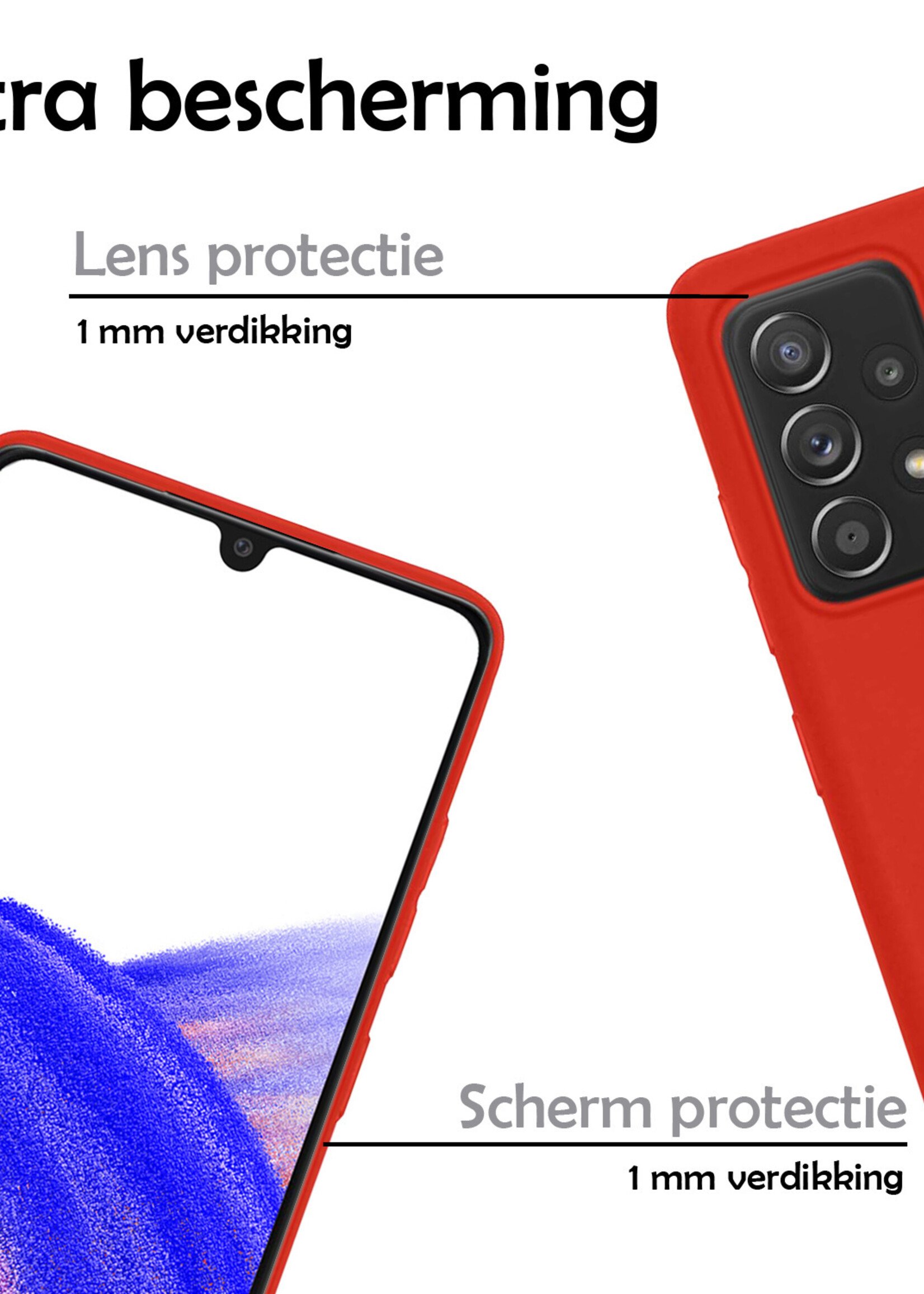 LUQ Hoesje Geschikt voor Samsung A33 Hoesje Siliconen Case Met Screenprotector - Hoes Geschikt voor Samsung Galaxy A33 Hoes Siliconen - Rood