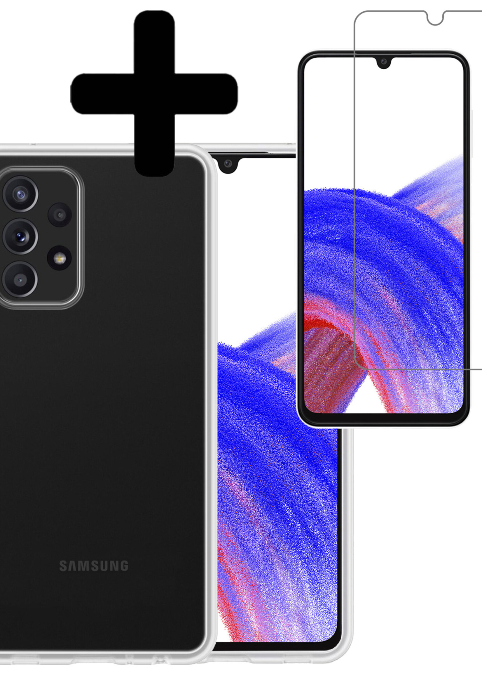 LUQ Hoesje Geschikt voor Samsung A33 Hoesje Siliconen Case Met Screenprotector - Hoes Geschikt voor Samsung Galaxy A33 Hoes Siliconen - Transparant