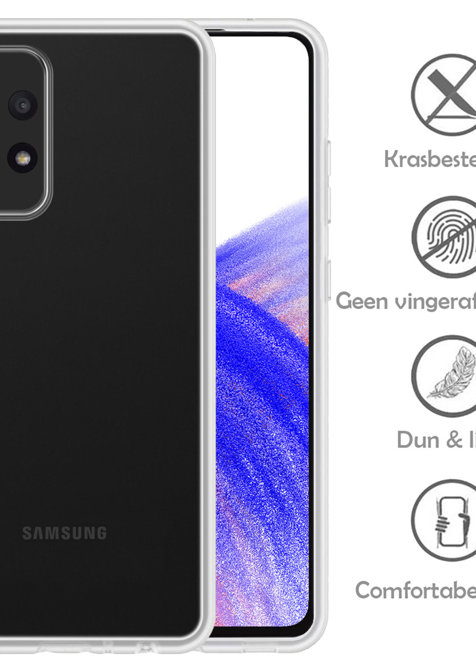 LUQ Hoesje Geschikt voor Samsung A33 Hoesje Siliconen Case Met Screenprotector - Hoes Geschikt voor Samsung Galaxy A33 Hoes Siliconen - Transparant