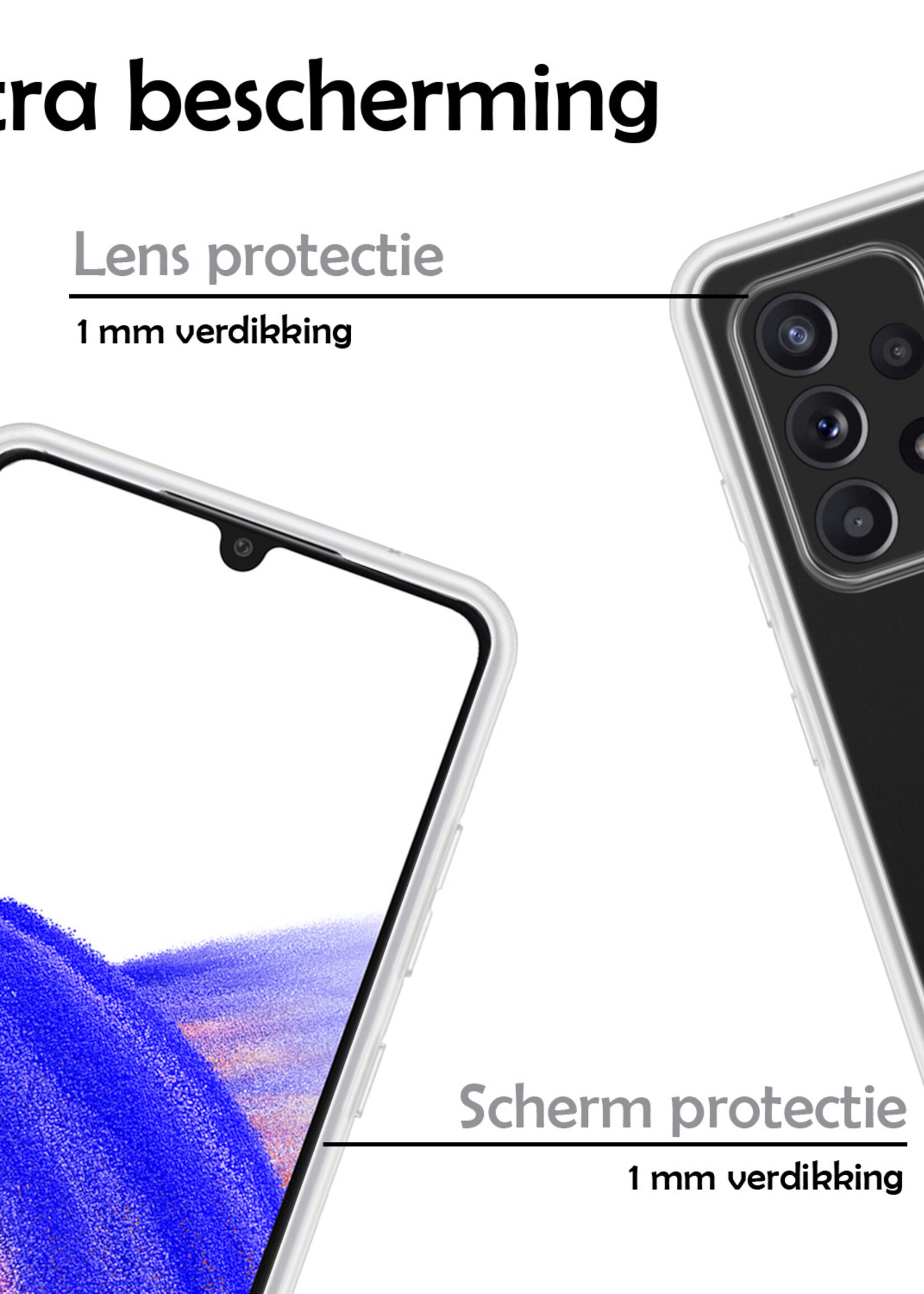 LUQ Hoesje Geschikt voor Samsung A33 Hoesje Siliconen Case Met Screenprotector - Hoes Geschikt voor Samsung Galaxy A33 Hoes Siliconen - Transparant