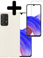 LUQ LUQ Samsung Galaxy A33 Hoesje Siliconen Met Screenprotector - Wit