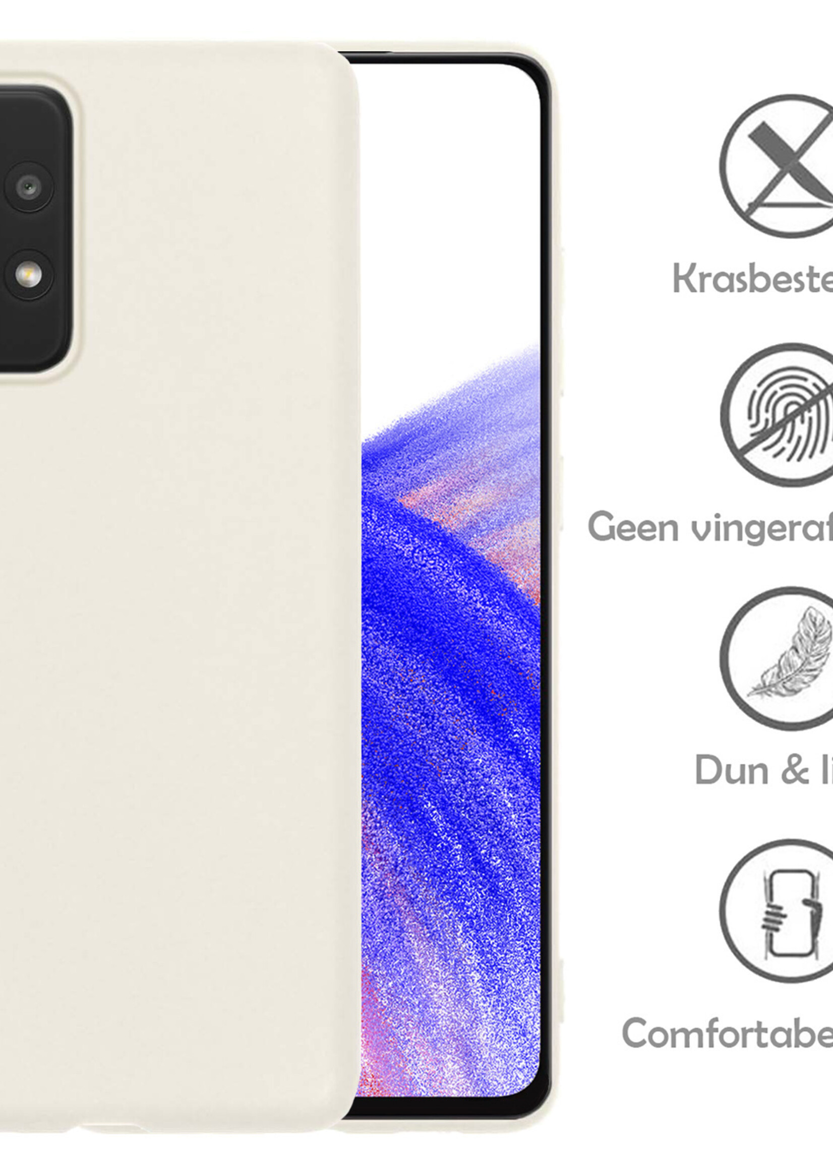 LUQ Hoesje Geschikt voor Samsung A33 Hoesje Siliconen Case Met Screenprotector - Hoes Geschikt voor Samsung Galaxy A33 Hoes Siliconen - Wit
