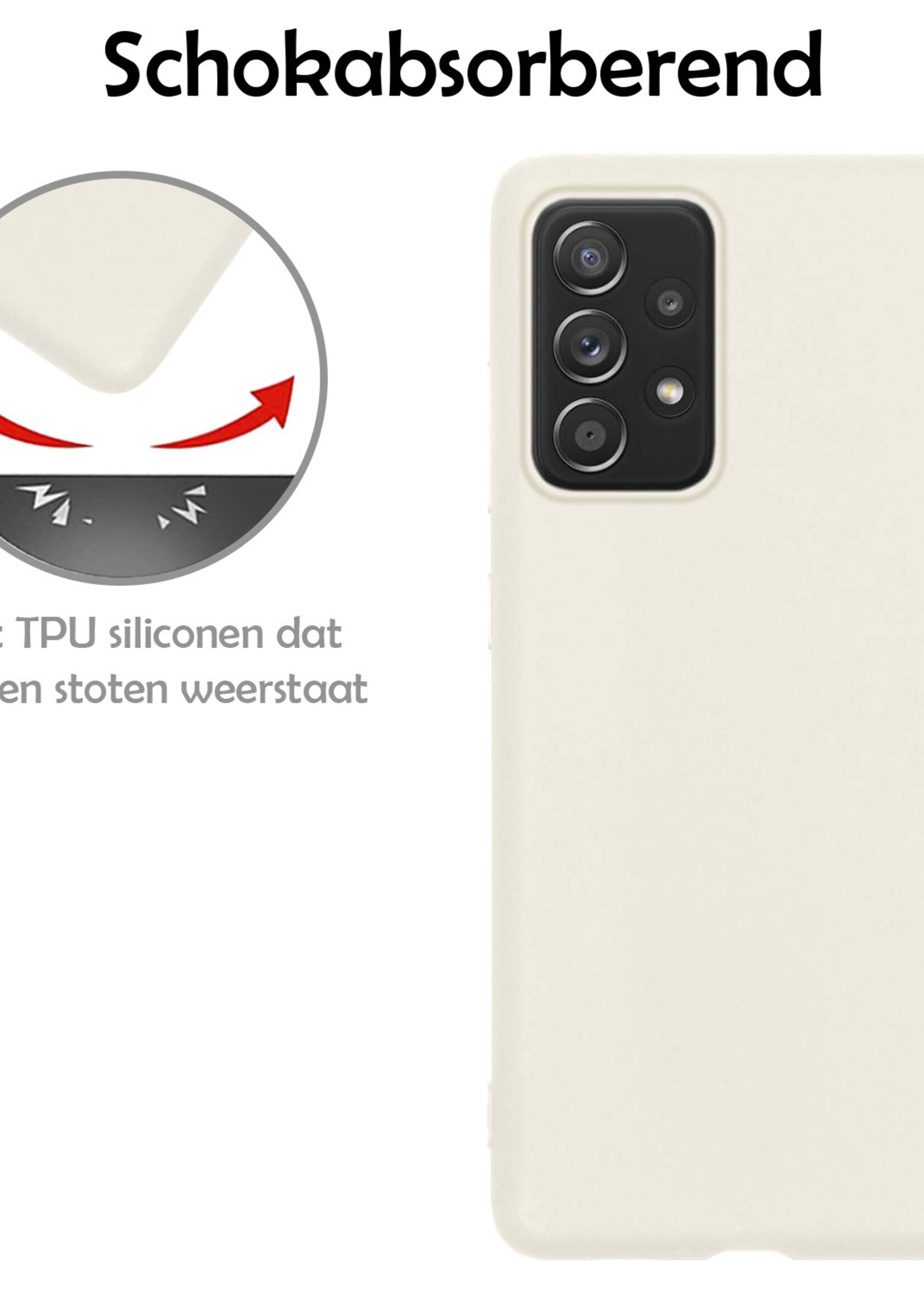 LUQ Hoesje Geschikt voor Samsung A33 Hoesje Siliconen Case Met Screenprotector - Hoes Geschikt voor Samsung Galaxy A33 Hoes Siliconen - Wit