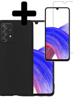 LUQ LUQ Samsung Galaxy A33 Hoesje Siliconen Met Screenprotector - Zwart