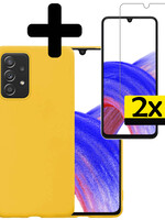 LUQ LUQ Samsung Galaxy A33 Hoesje Siliconen Met 2x Screenprotector - Geel