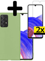LUQ Samsung Galaxy A33 Hoesje Siliconen Met 2x Screenprotector - Groen