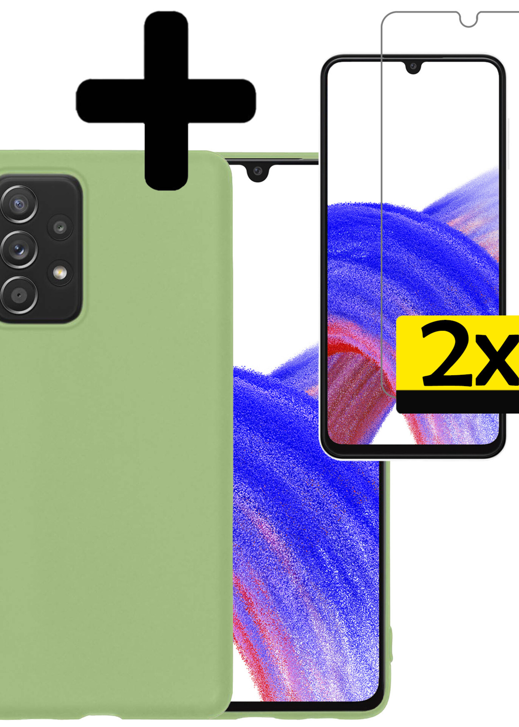 LUQ Hoesje Geschikt voor Samsung A33 Hoesje Siliconen Case Met 2x Screenprotector - Hoes Geschikt voor Samsung Galaxy A33 Hoes Siliconen - Groen