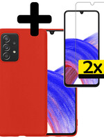 LUQ LUQ Samsung Galaxy A33 Hoesje Siliconen Met 2x Screenprotector - Rood