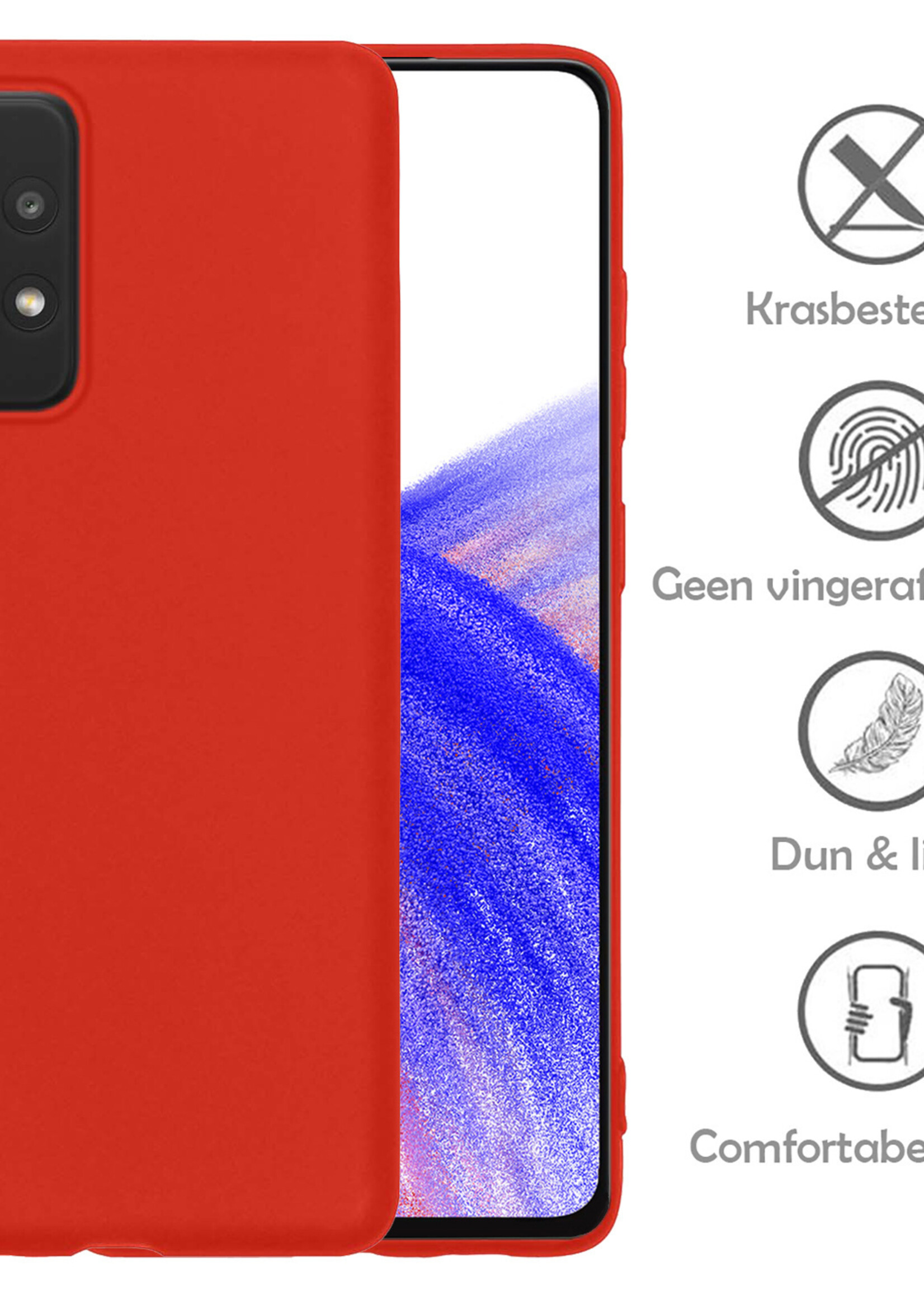 LUQ Hoesje Geschikt voor Samsung A33 Hoesje Siliconen Case Met 2x Screenprotector - Hoes Geschikt voor Samsung Galaxy A33 Hoes Siliconen - Rood