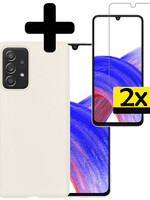 LUQ LUQ Samsung Galaxy A33 Hoesje Siliconen Met 2x Screenprotector - Wit