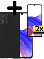 LUQ LUQ Samsung Galaxy A33 Hoesje Siliconen Met 2x Screenprotector - Zwart